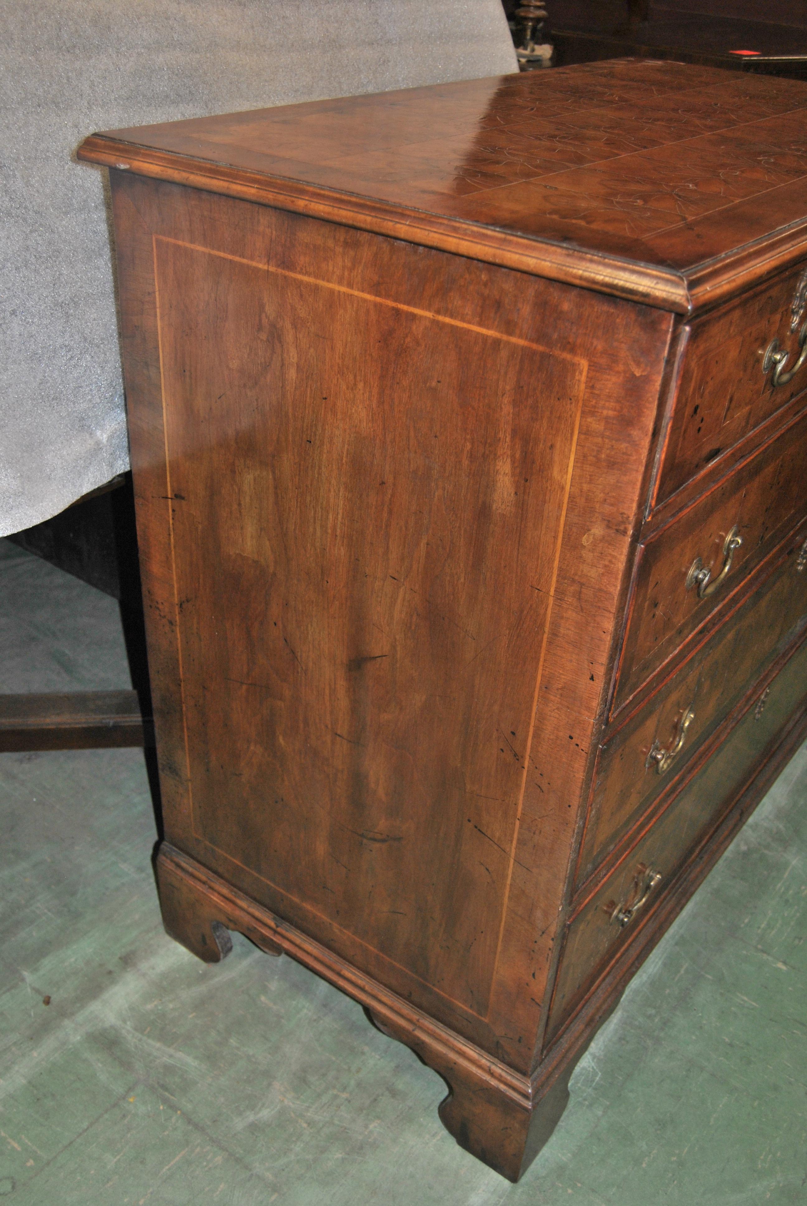 18th Century English Oyster Walnut Chest of Drawers 1