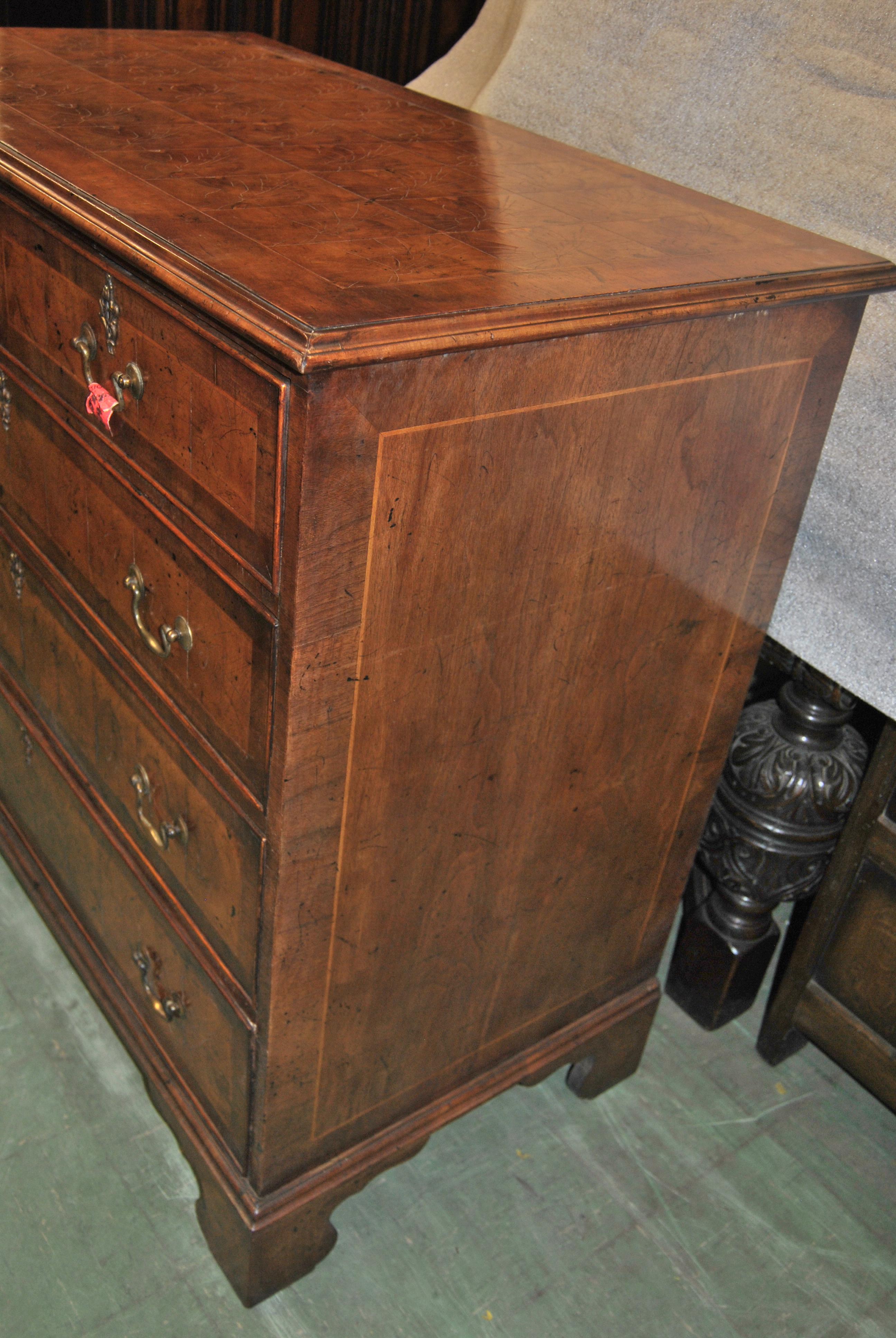 18th Century English Oyster Walnut Chest of Drawers 2