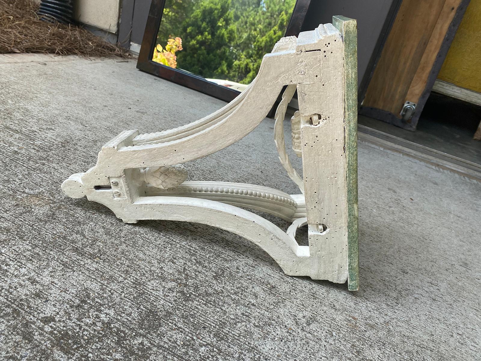 18th Century English Painted Bracket, Custom Finish, Green Faux Marble Top 8