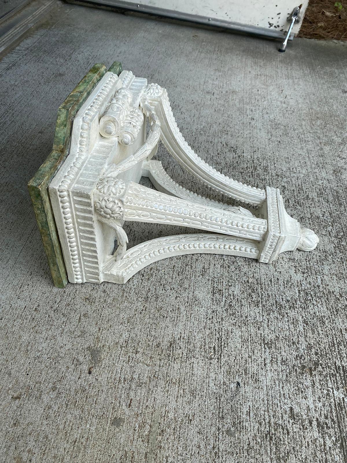 18th Century English Painted Bracket, Custom Finish, Green Faux Marble Top 1