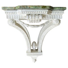 Antique 18th Century English Painted Bracket, Custom Finish, Green Faux Marble Top