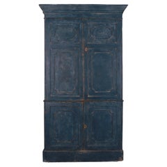18th Century English Painted Linen Cupboard
