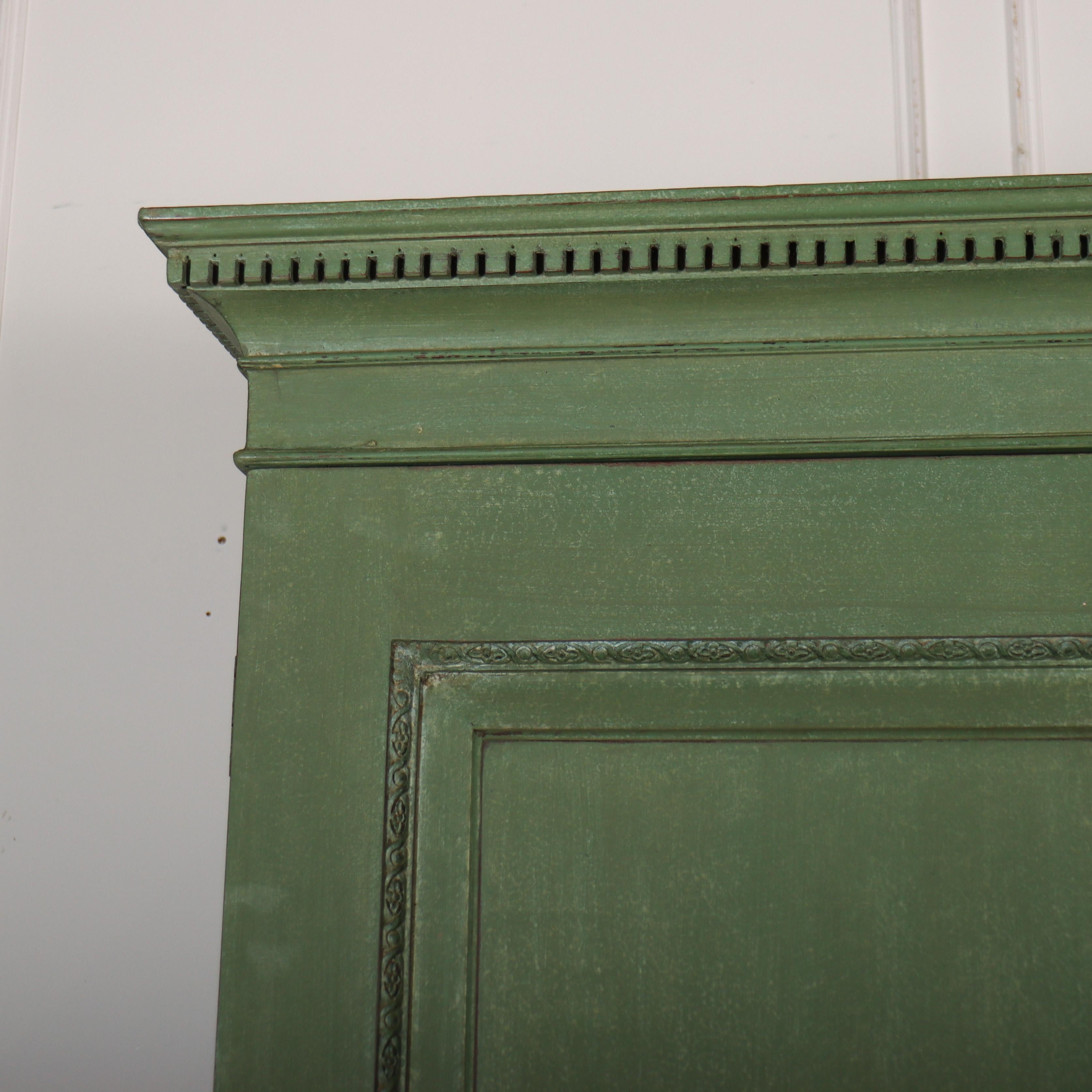 Wonderful 18th century English painted oak two door wardrobe / linen cupboard. Can be fitted with a hanging rail or shelving. Dismantles for ease of access. 1780.

Code: 8635

Dimensions:
W: 59