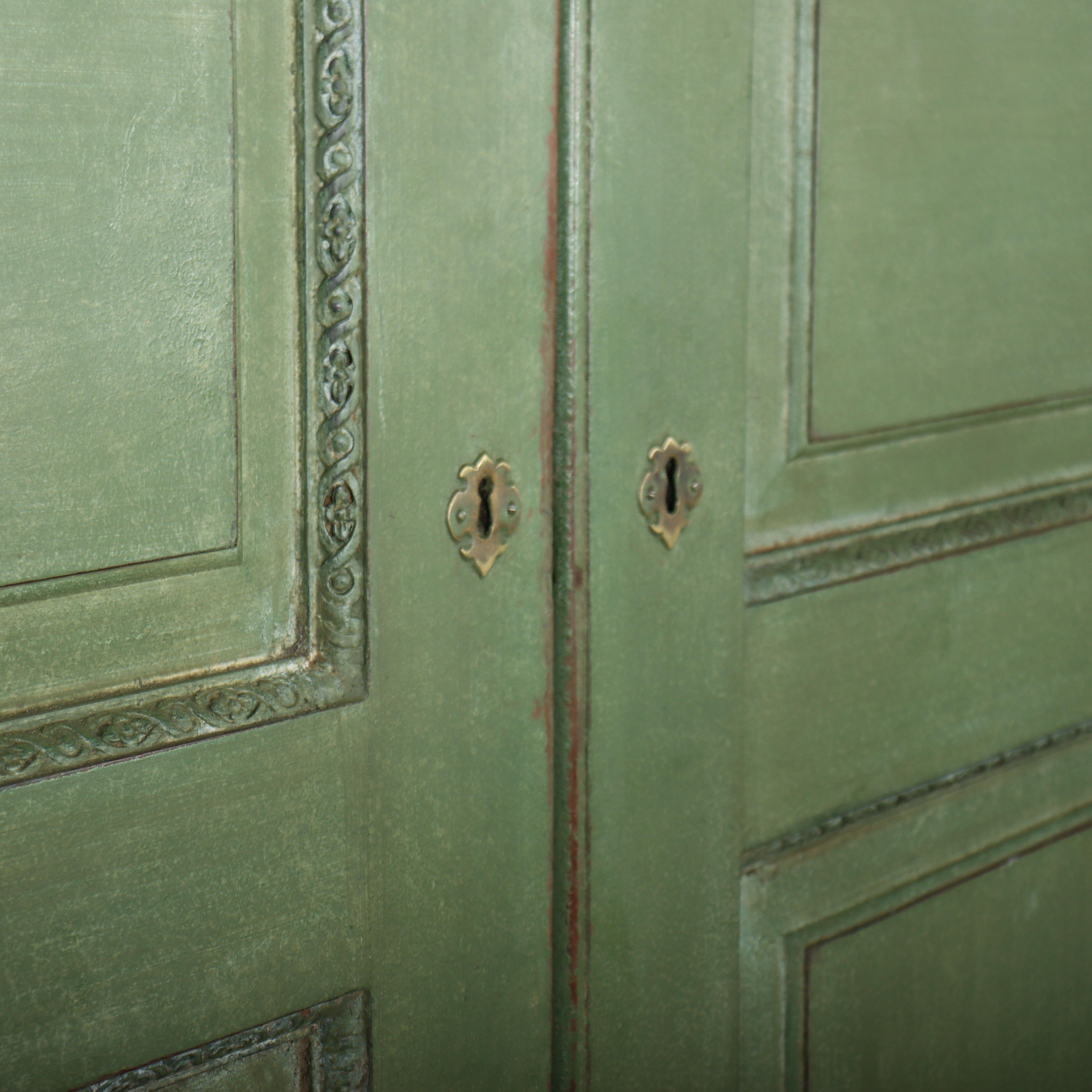 Oak 18th Century English Painted Wardrobe For Sale
