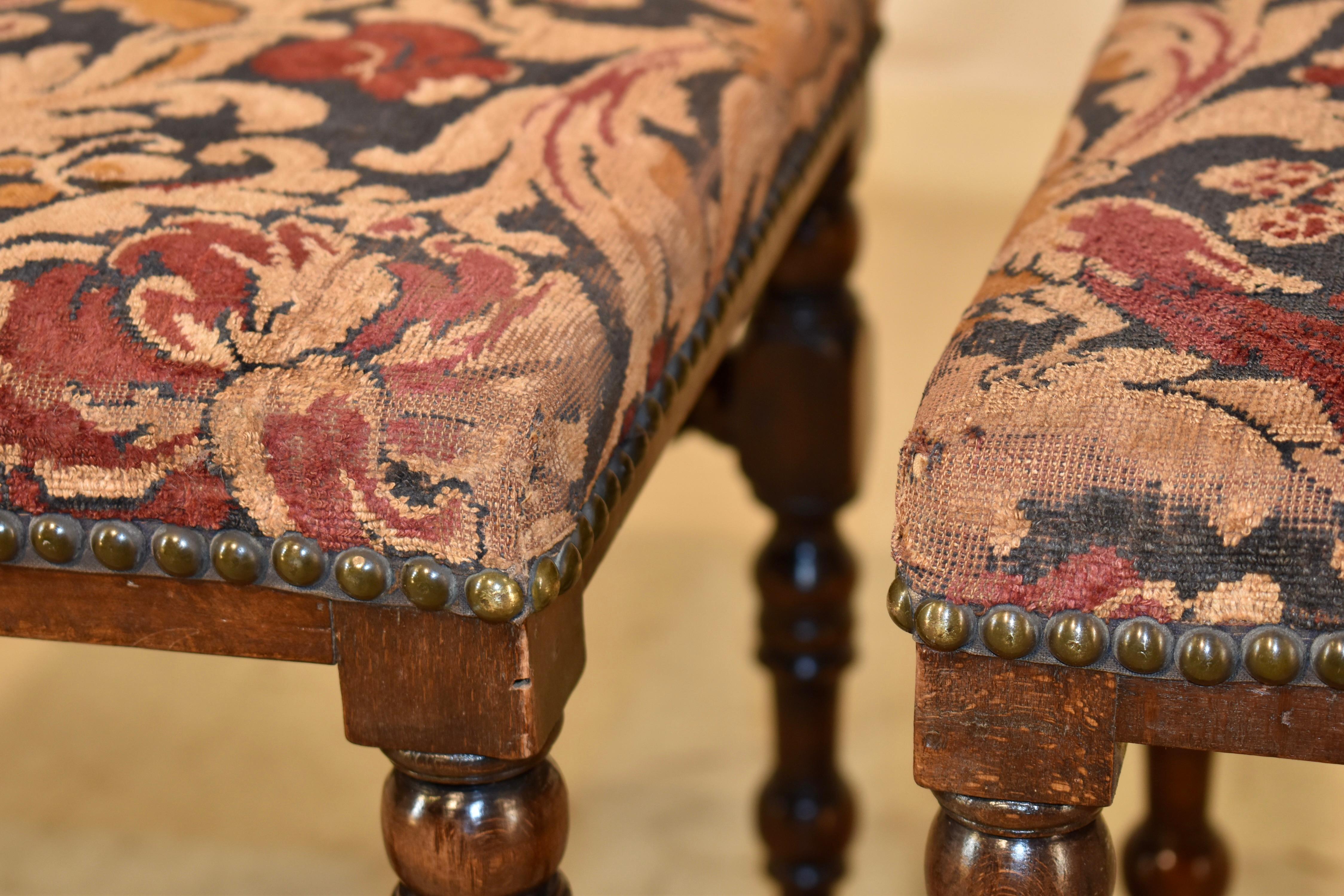 Walnut 18th Century English Pair of Stools For Sale
