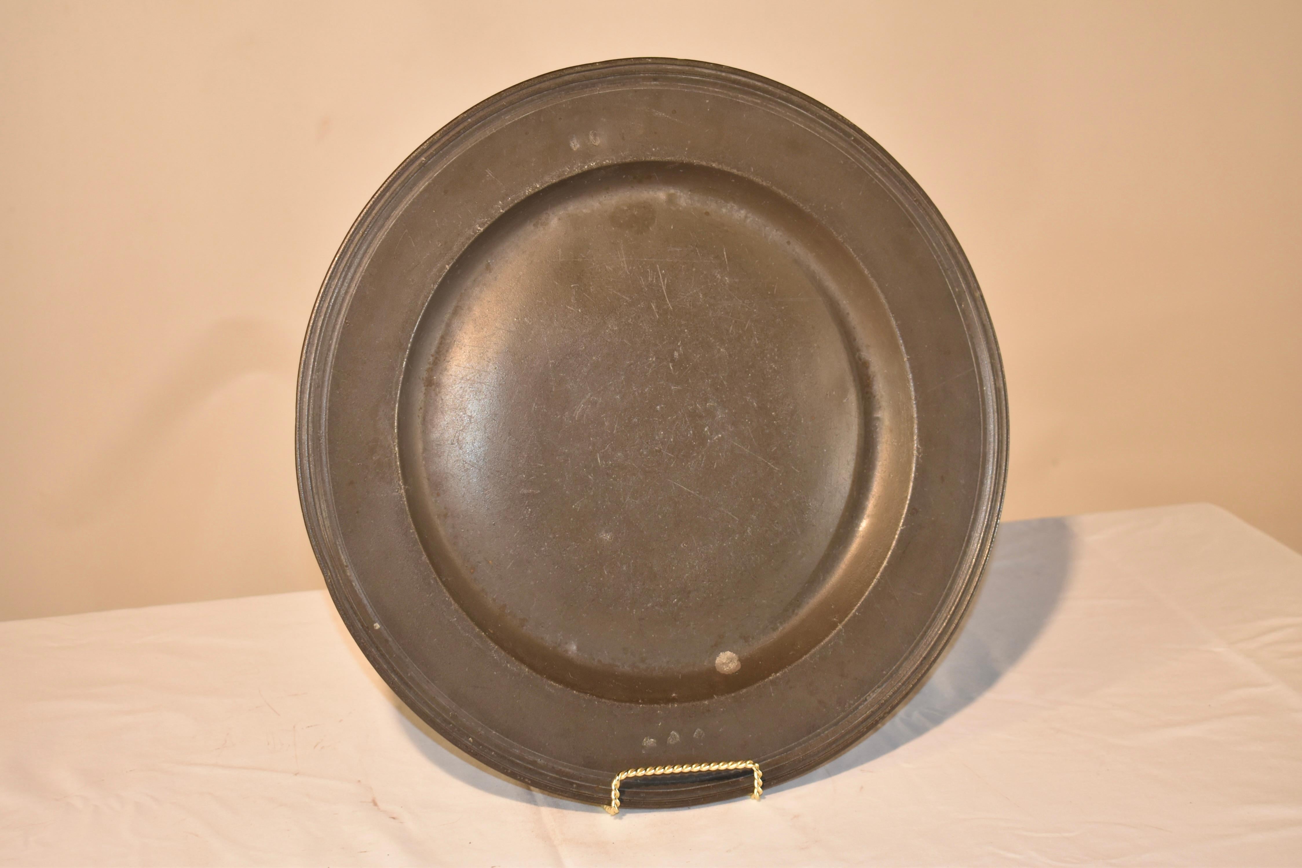 18th Century English Pewter Charger For Sale 2