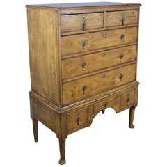 18th Century English Pine Chest on Stand or Highboy