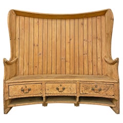 Antique 18th Century English Pine Curved Settle