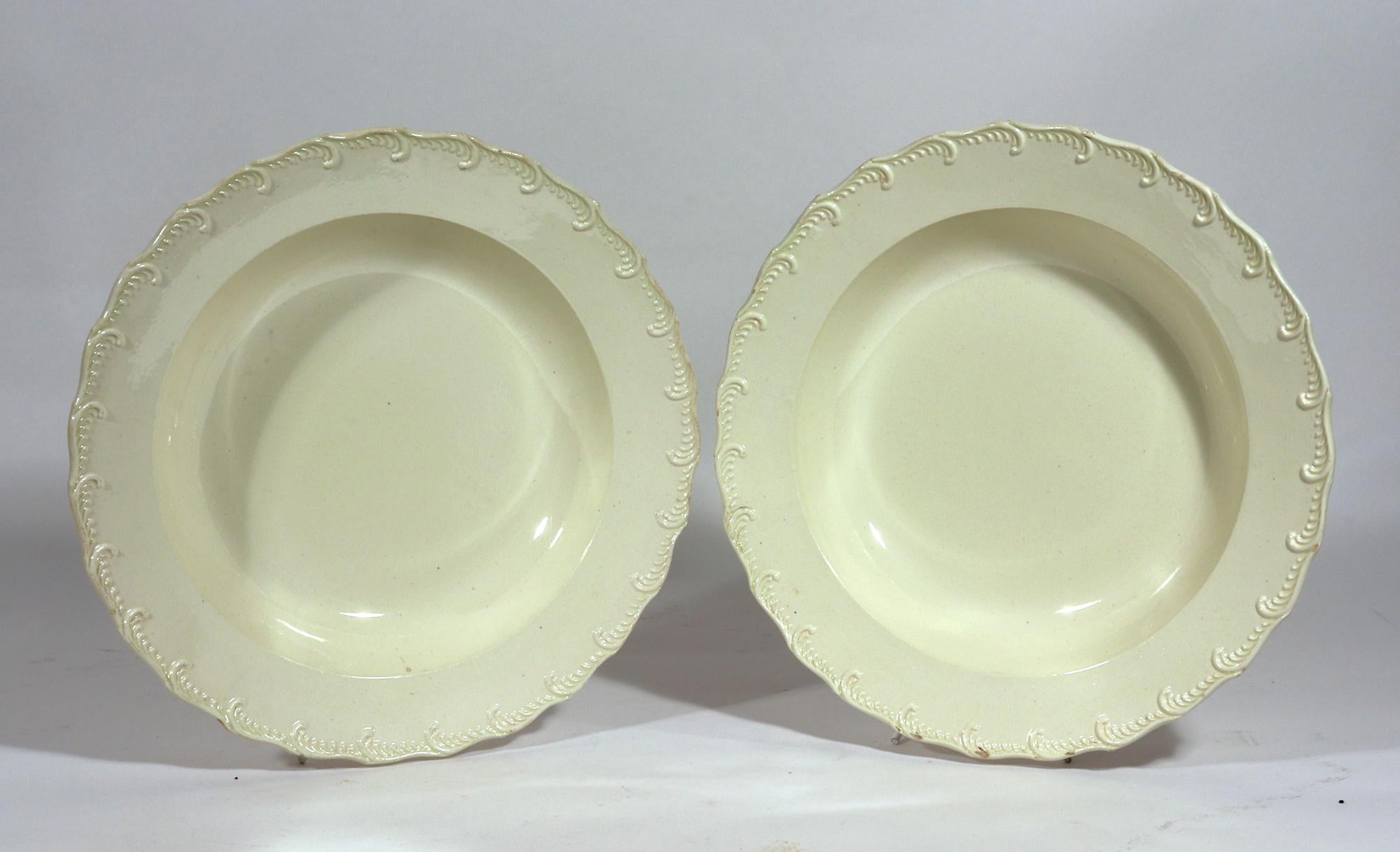 18th Century English Plain Creamware Pottery Feather-edge Soup Plates-Set of Six 2