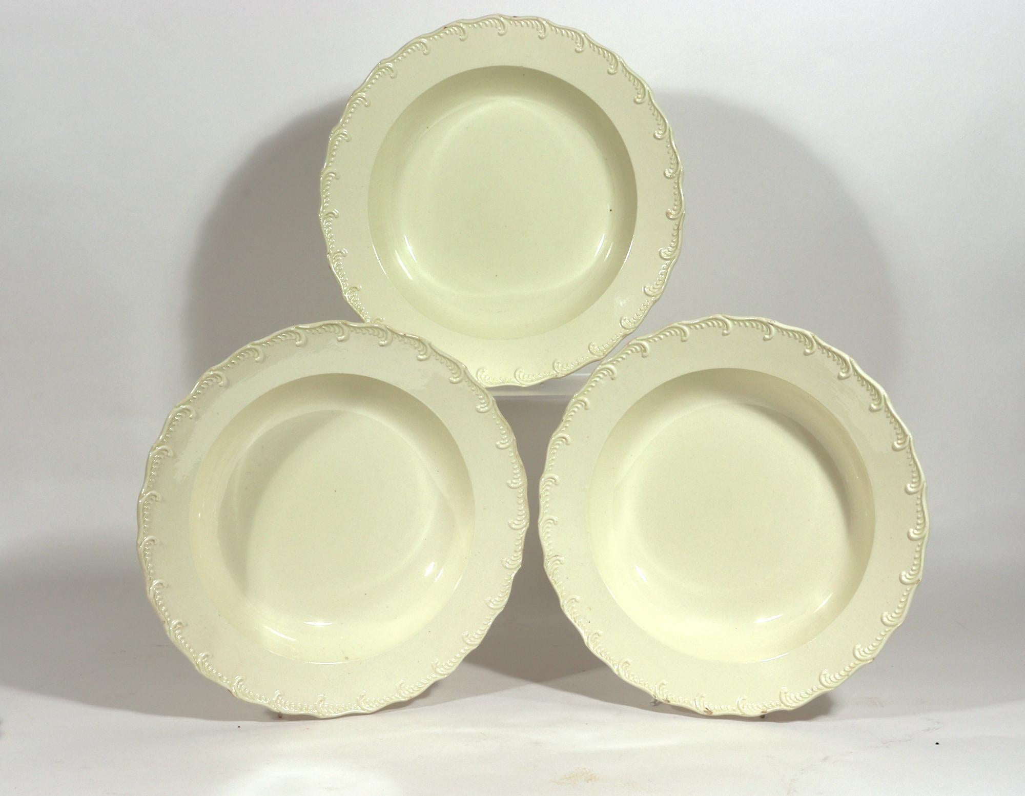 18th Century English Plain Creamware Pottery Feather-edge Soup Plates-Set of Six 3