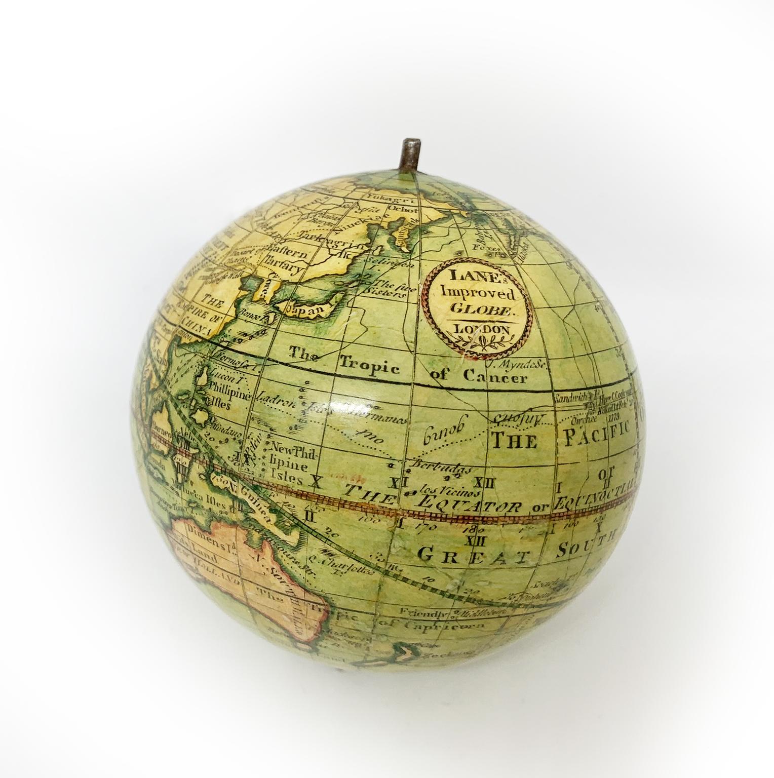 Early 19th Century English Pocket Globe by Lane, London, between 1817 and 1833