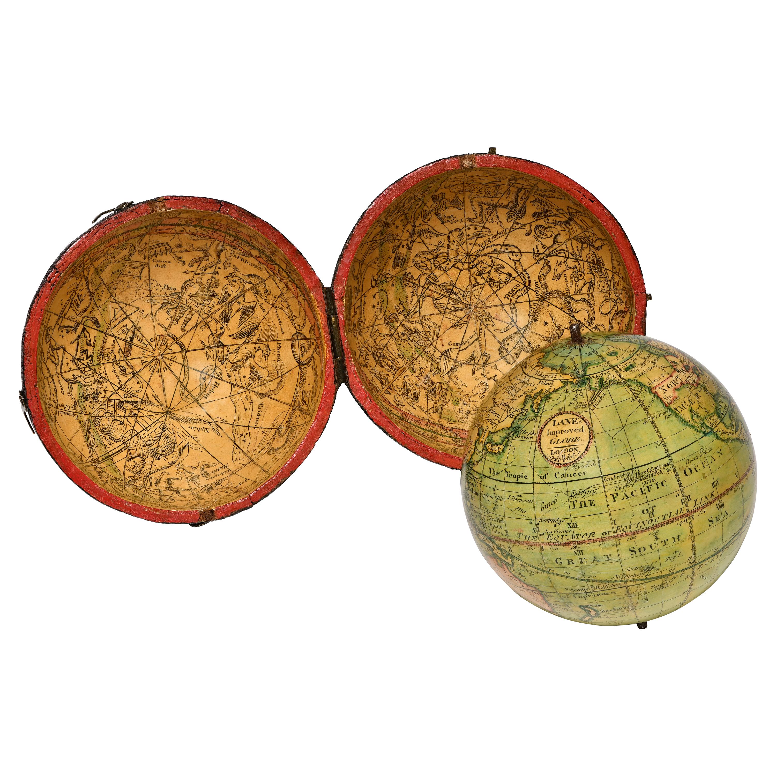 English Pocket Globe by Lane, London, between 1817 and 1833
