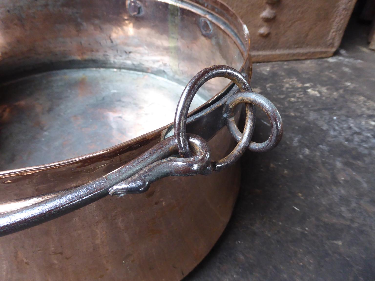 British 18th Century English Polished Copper Log Holder of Log Basket