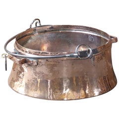 18th Century English Polished Copper Log Holder of Log Basket