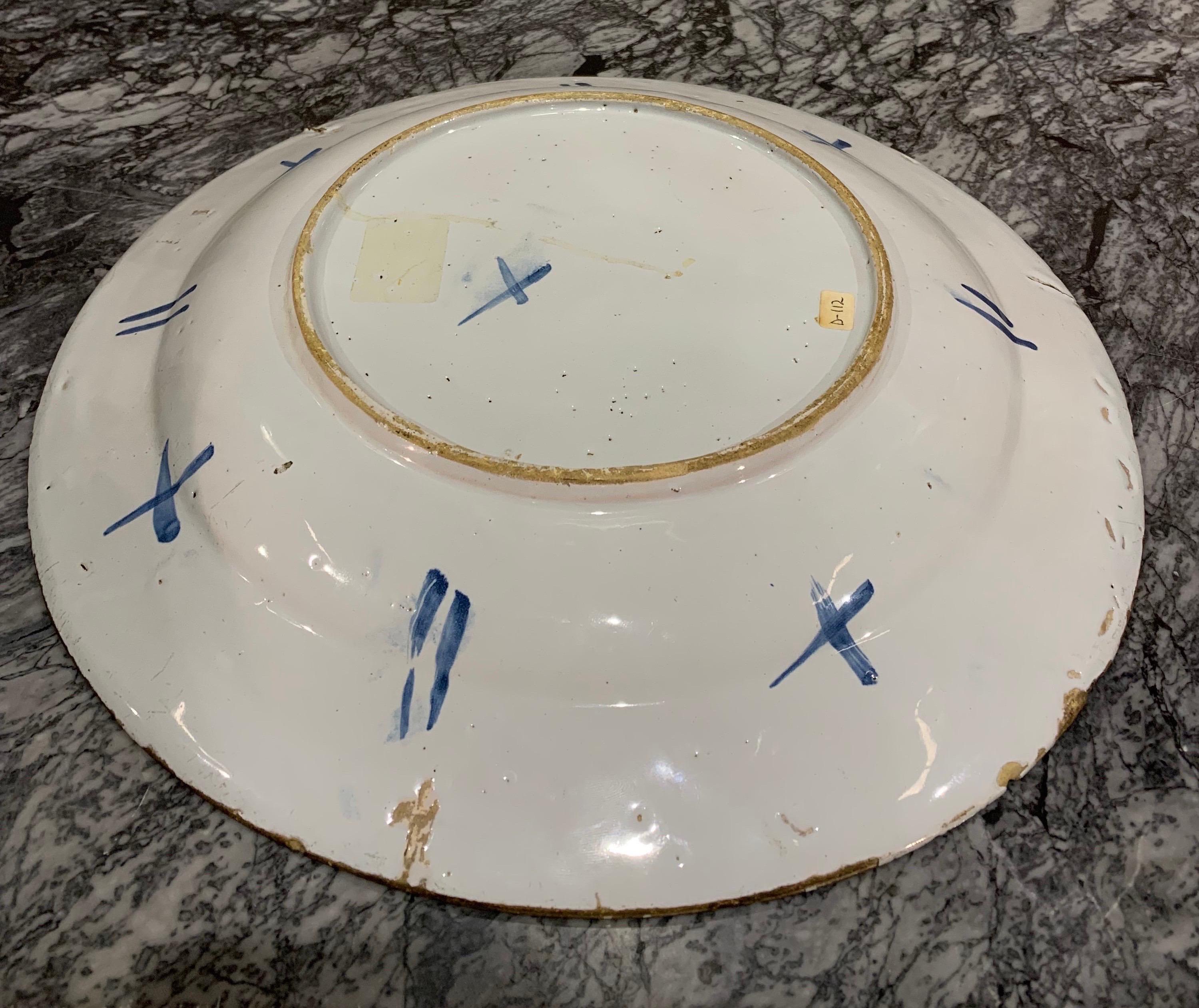 18th Century English Polychrome Delft Platter For Sale 2