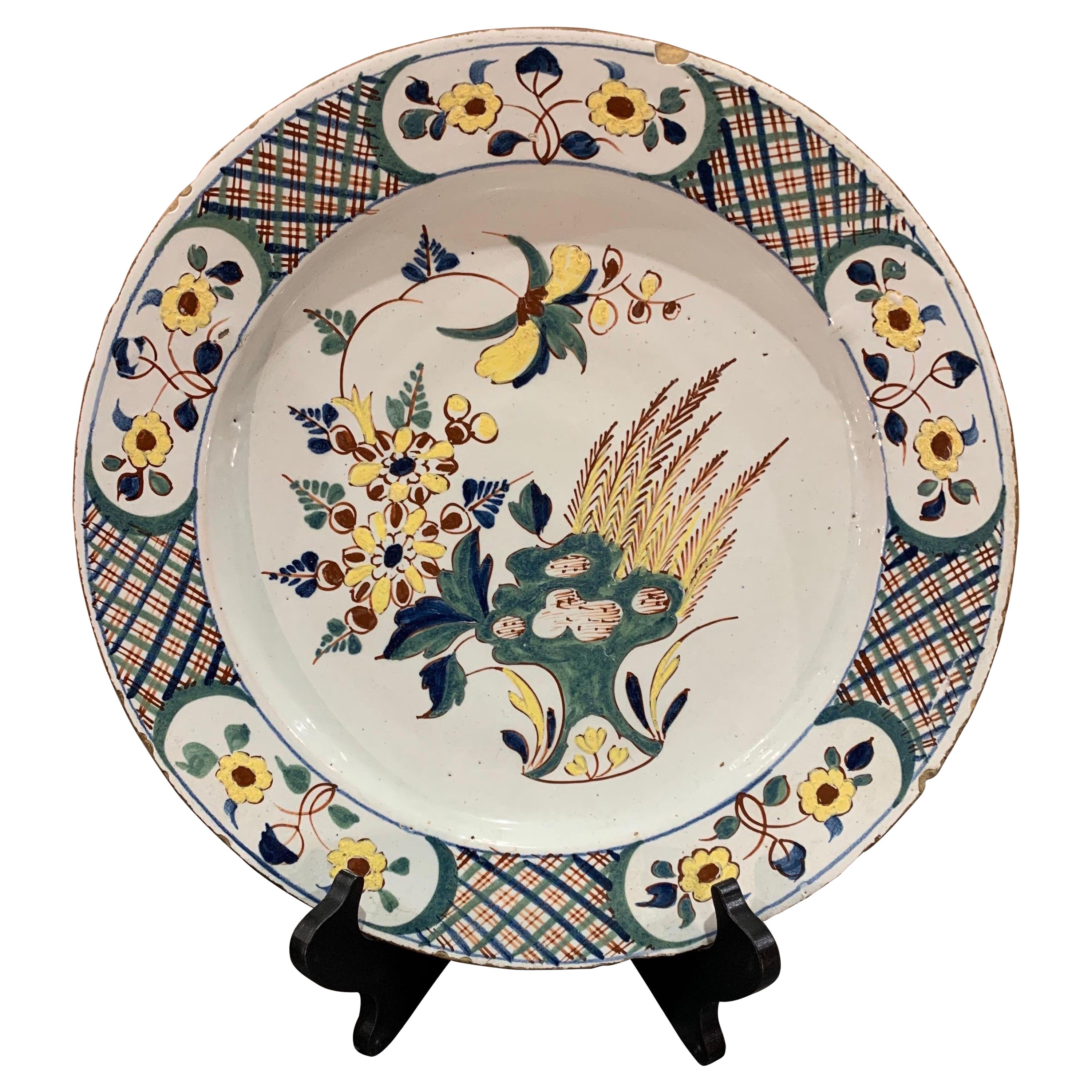18th Century English Polychrome Delft Platter
