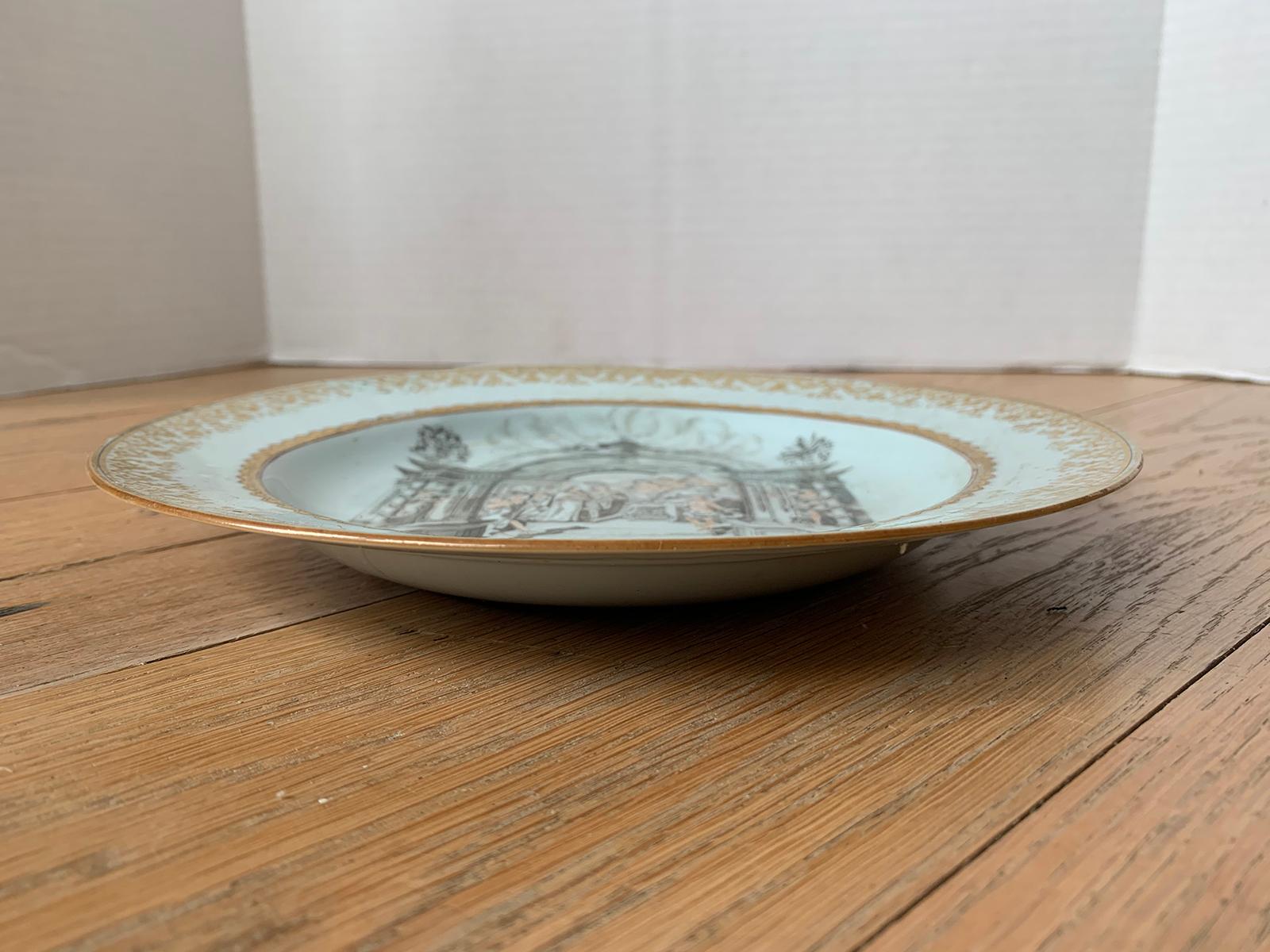 18th Century English Porcelain Marriage Plate with Two Dordrecht Family Crests 2