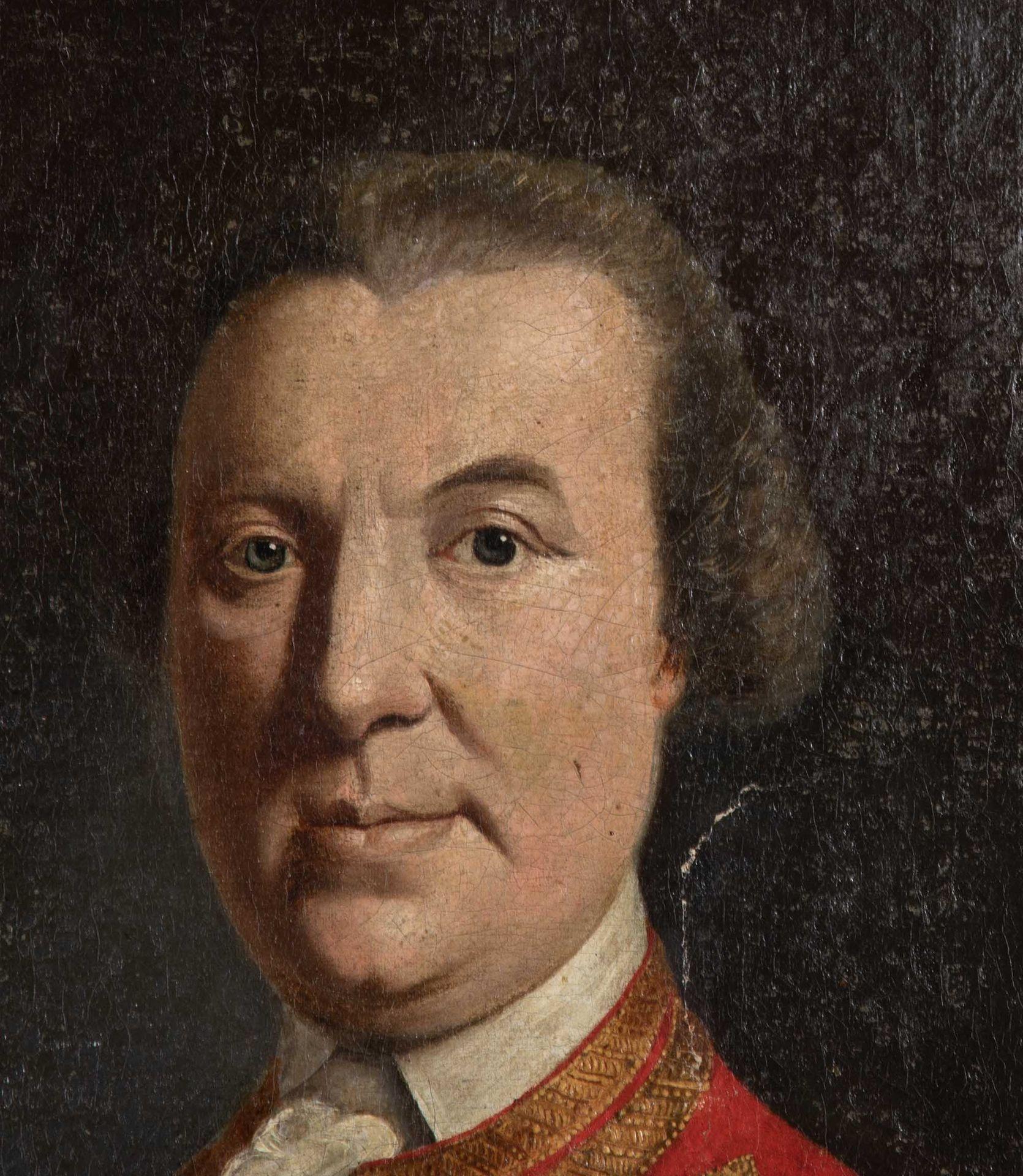 18th Century English portrait of a gentleman in red army uniform.