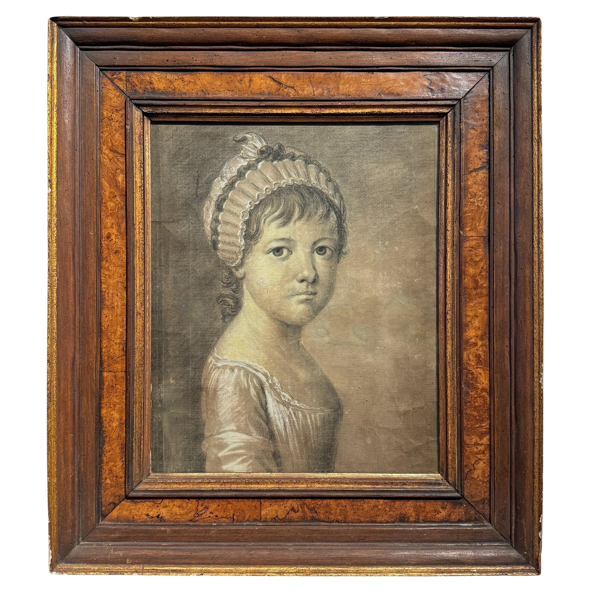 18th Century English Portrait of a Young Girl For Sale
