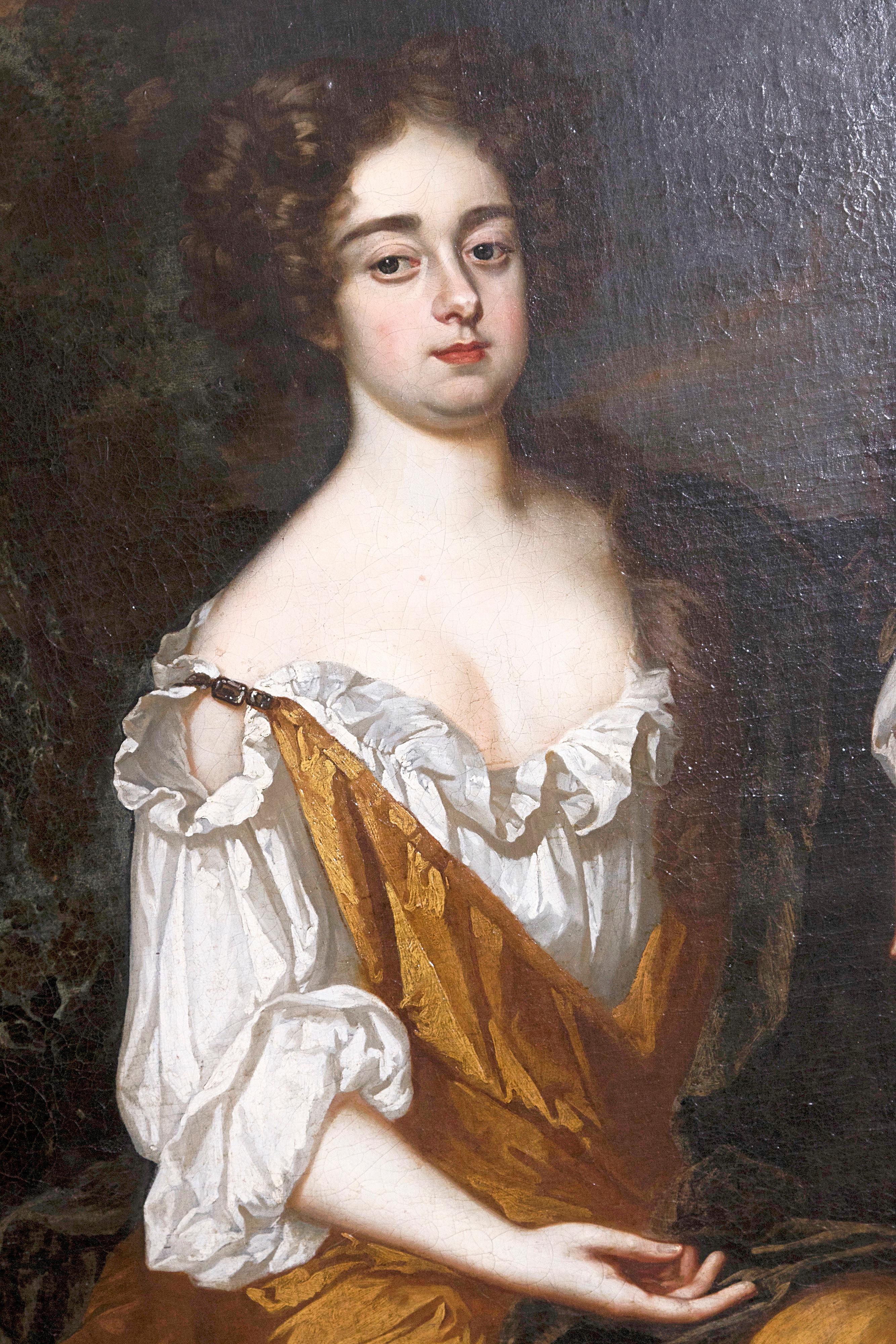 Baroque 18th Century English Portrait of Mrs. Overbury Circle of Sir Godfrey Kneller
