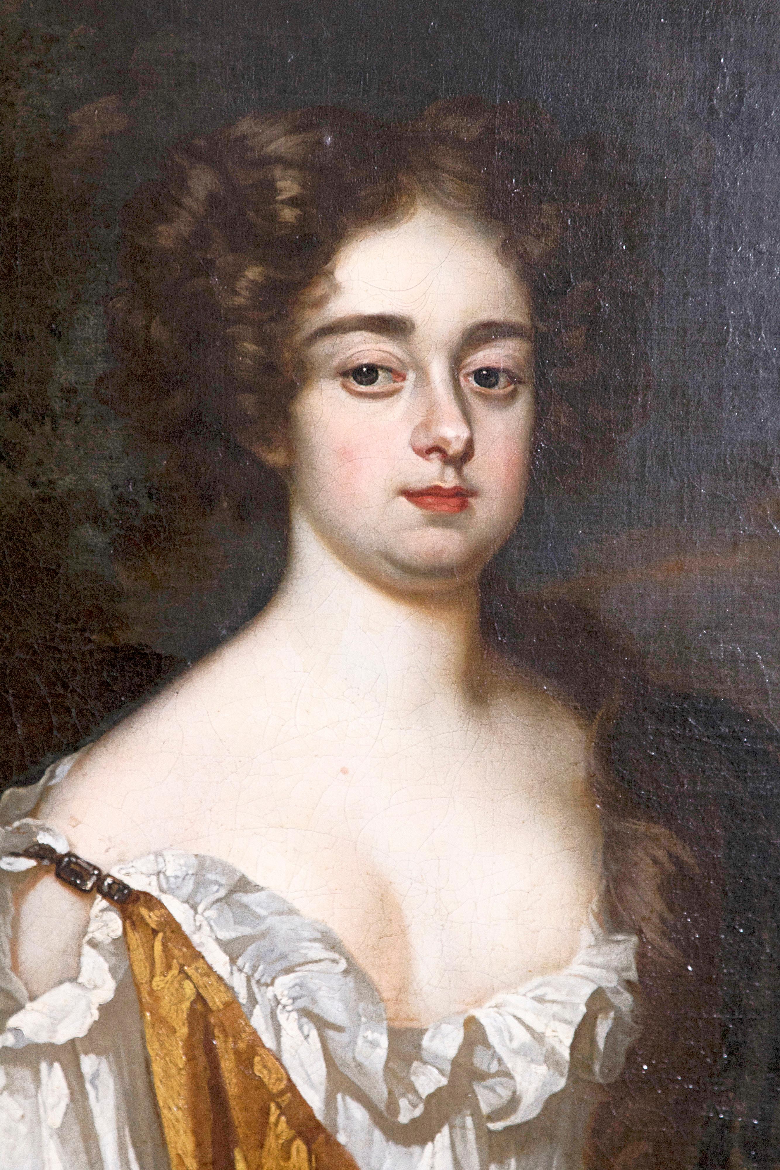 18th Century and Earlier 18th Century English Portrait of Mrs. Overbury Circle of Sir Godfrey Kneller