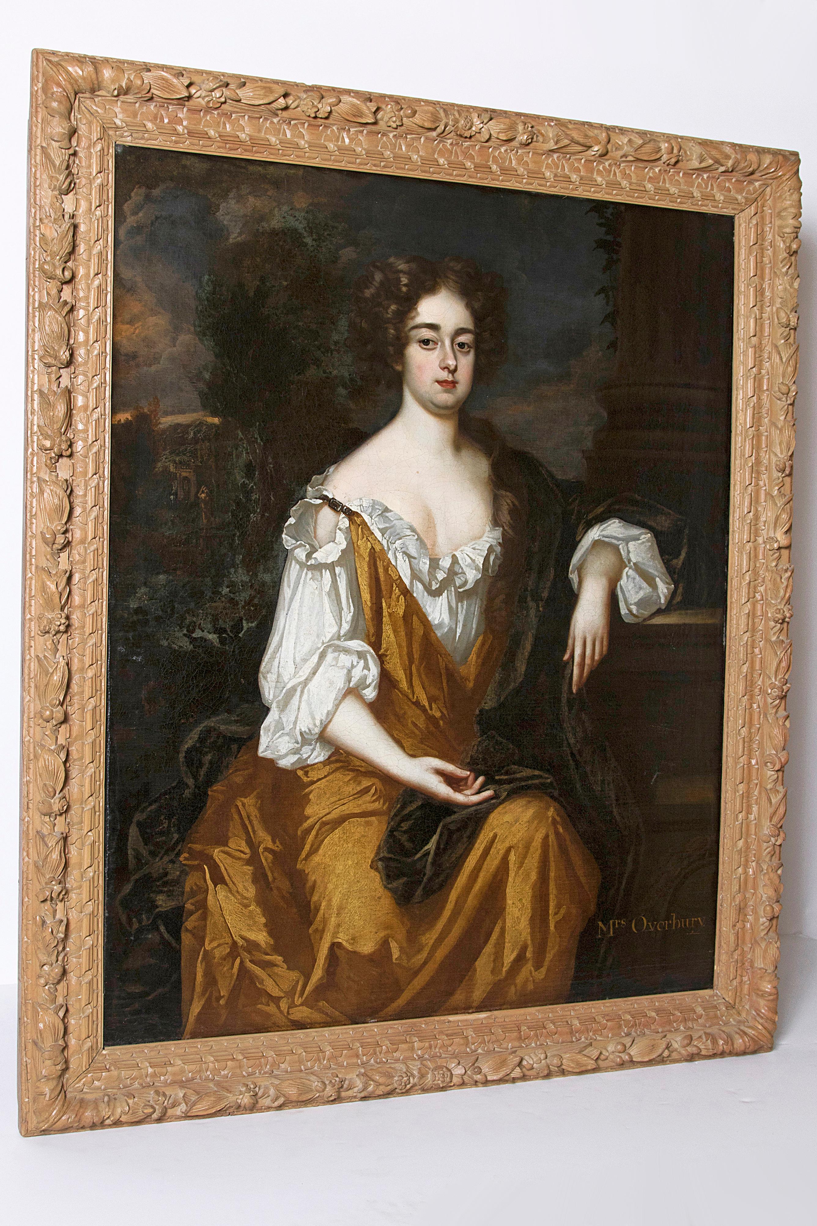 18th Century English Portrait of Mrs. Overbury Circle of Sir Godfrey Kneller 1