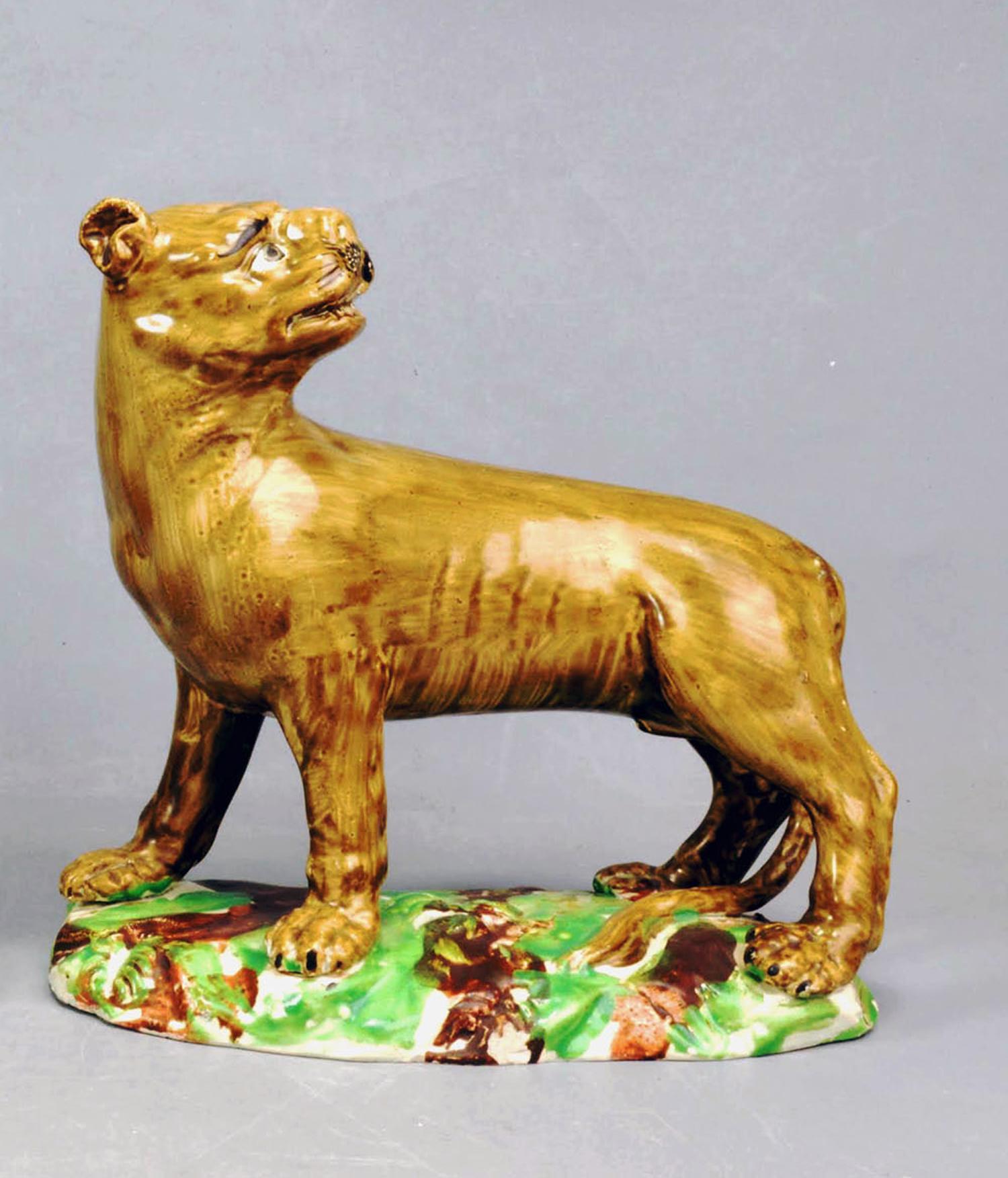 Englische Keramik-Perlenware-Löwen- und Löwenfiguren aus dem 18. Jahrhundert – Ralph Wood-Typ im Angebot 6