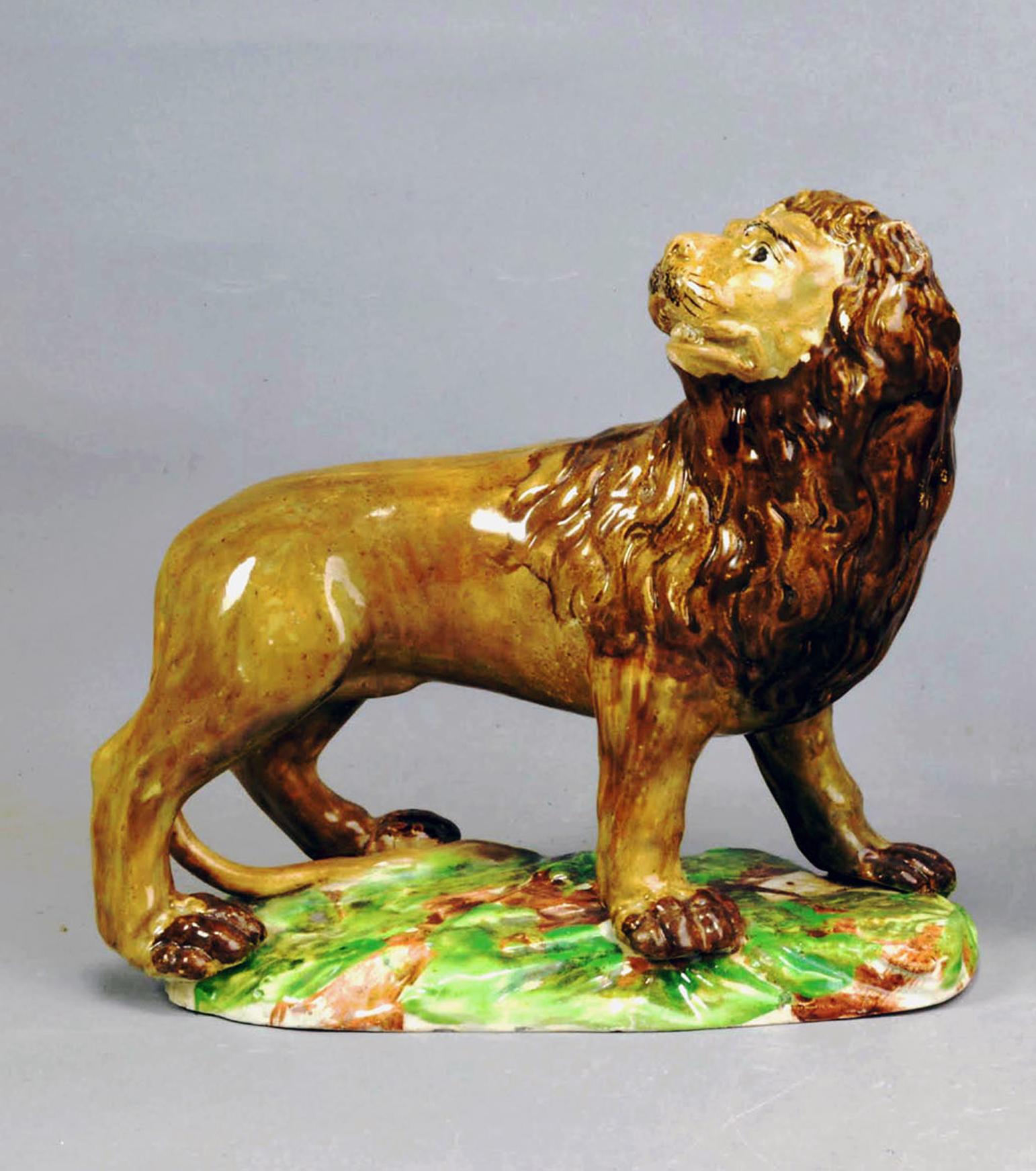 Englische Keramik-Perlenware-Löwen- und Löwenfiguren aus dem 18. Jahrhundert – Ralph Wood-Typ im Angebot 7