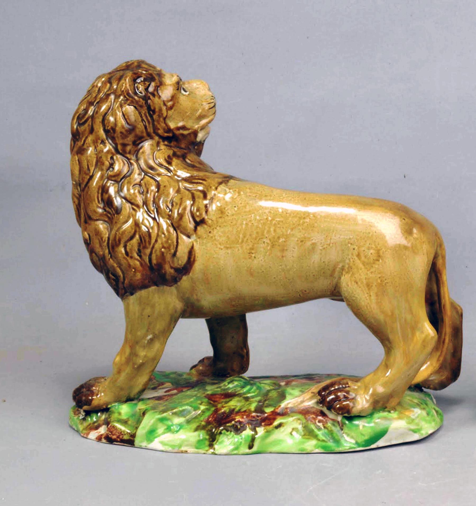 Englische Keramik-Perlenware-Löwen- und Löwenfiguren aus dem 18. Jahrhundert – Ralph Wood-Typ im Angebot 5