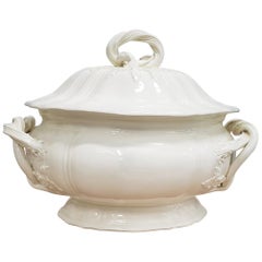 18th Century English Pottery Plain Creamware Tureen and Cover