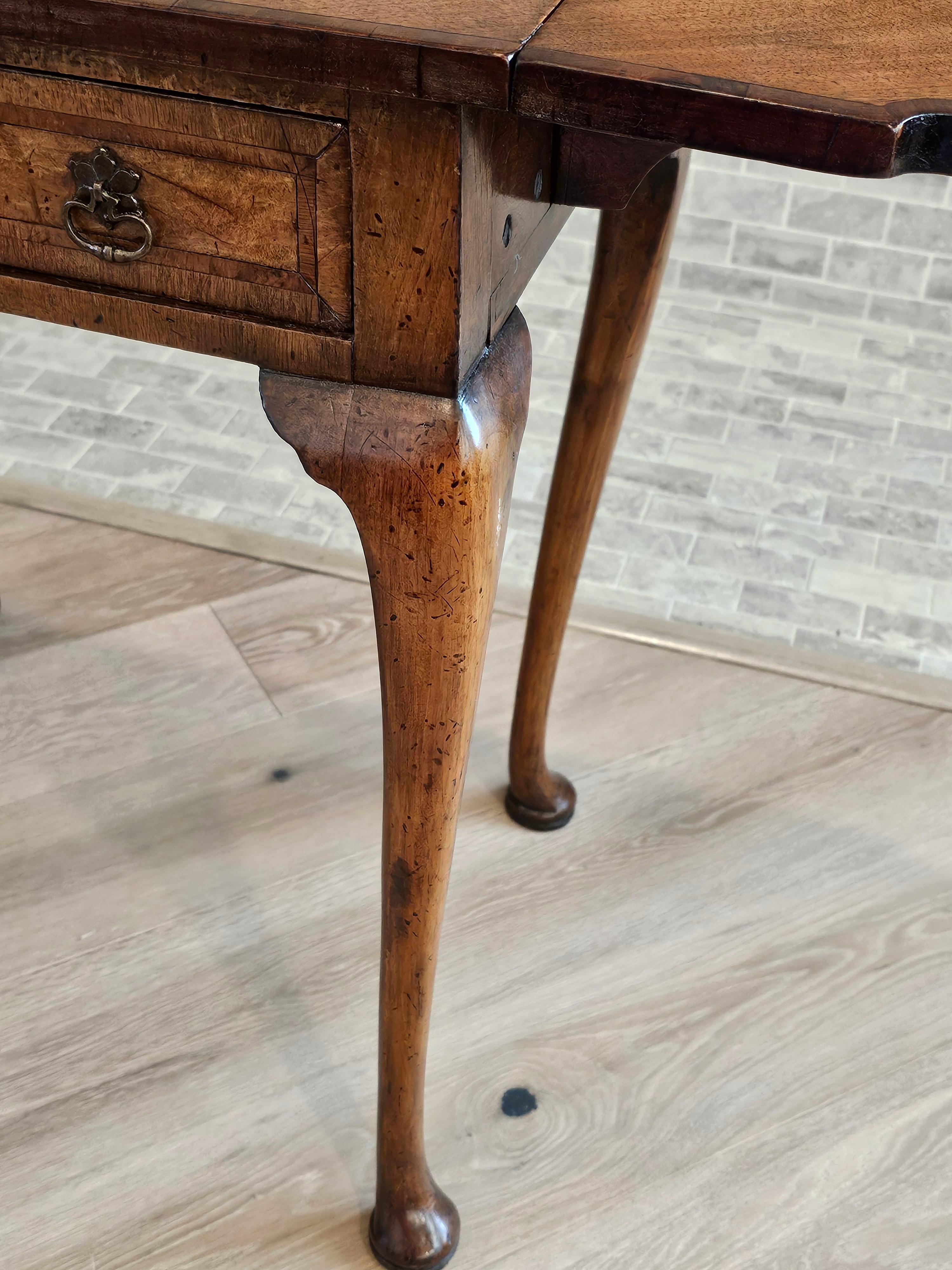 Englischer Queen Anne Burlwood Tisch mit hängenden Blättern aus dem 18. im Angebot 10