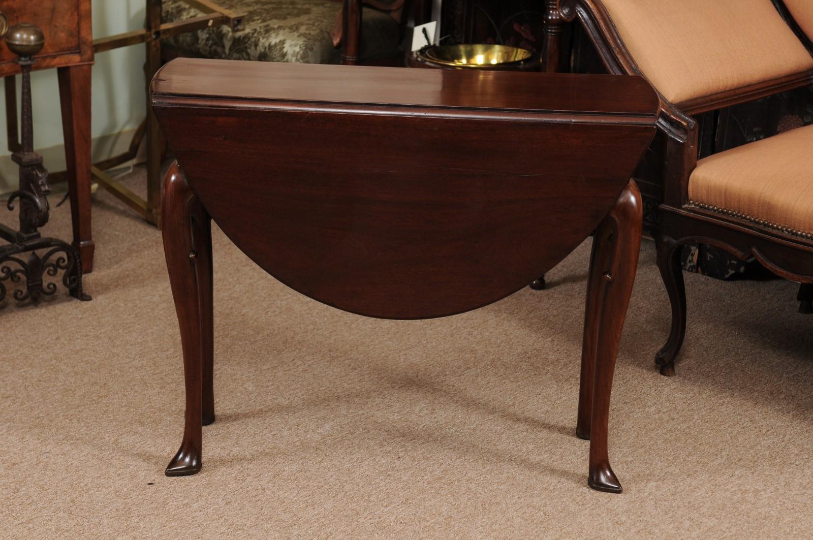 18th Century English Queen Anne Drop Leaf Table with Slipper Foot 5