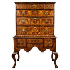 18th Century English Queen Anne Figured Walnut Chest on Stand