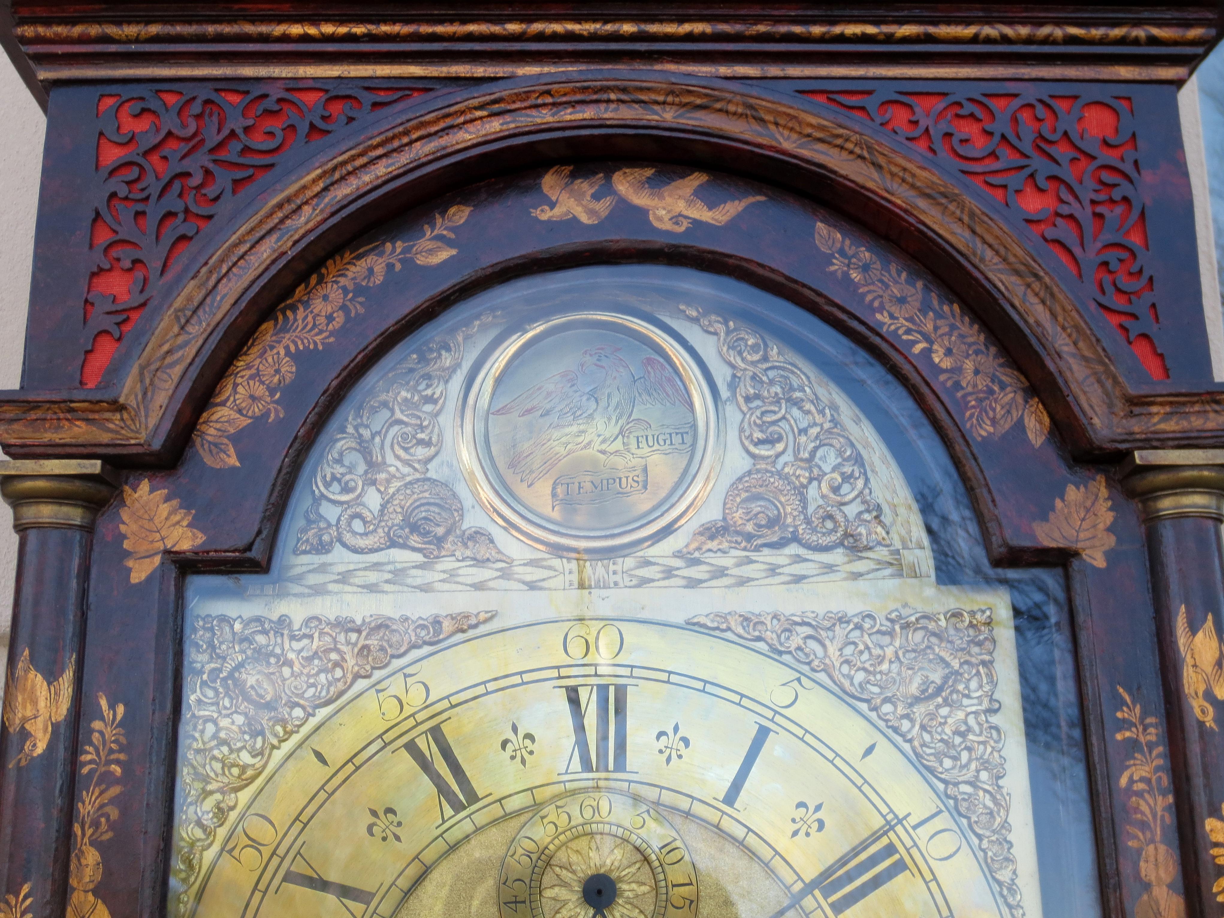 18thCentury English Queen Anne style Chinoiserie Case Clock, Sam Stanton, London 2