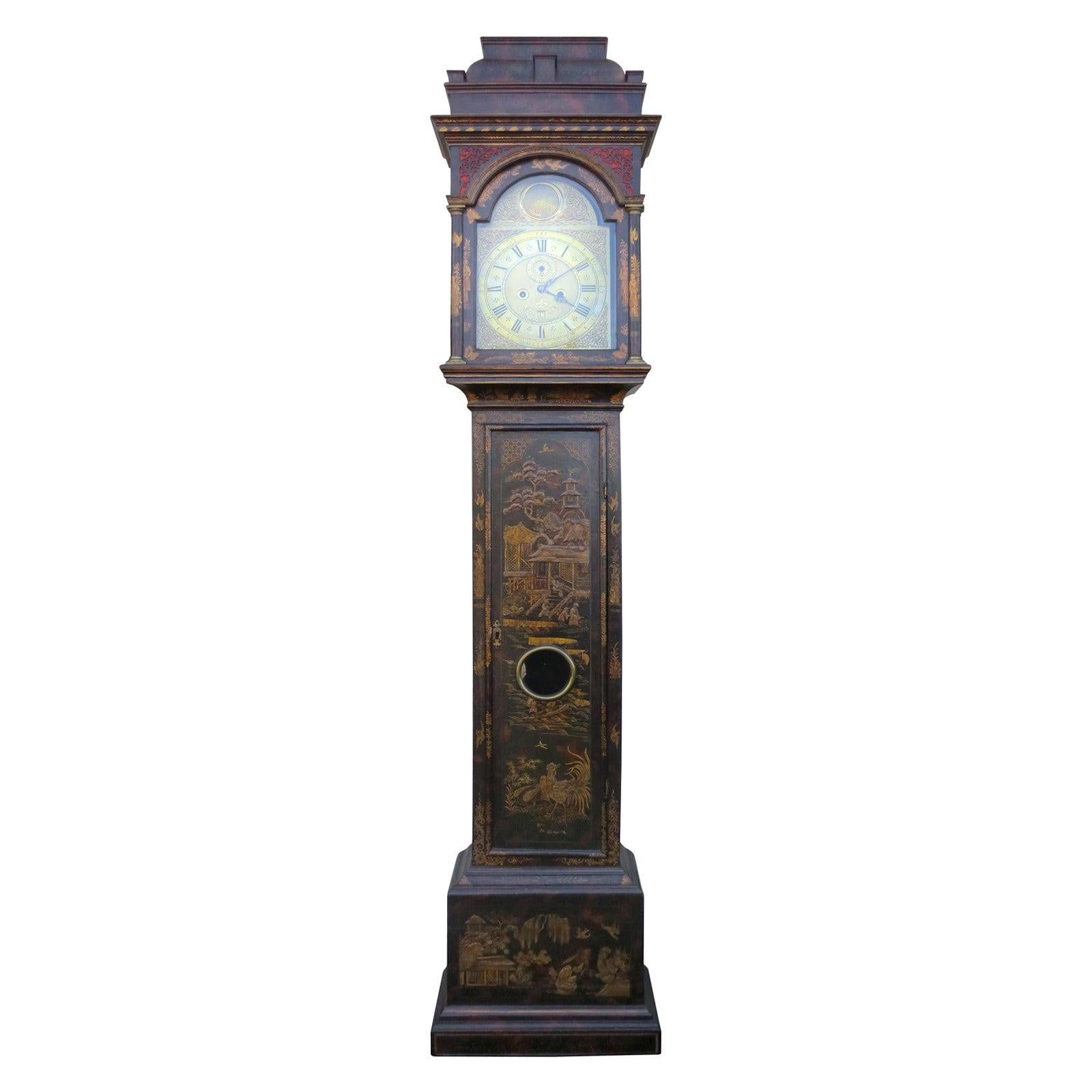 18thCentury English Queen Anne style Chinoiserie Case Clock, Sam Stanton, London