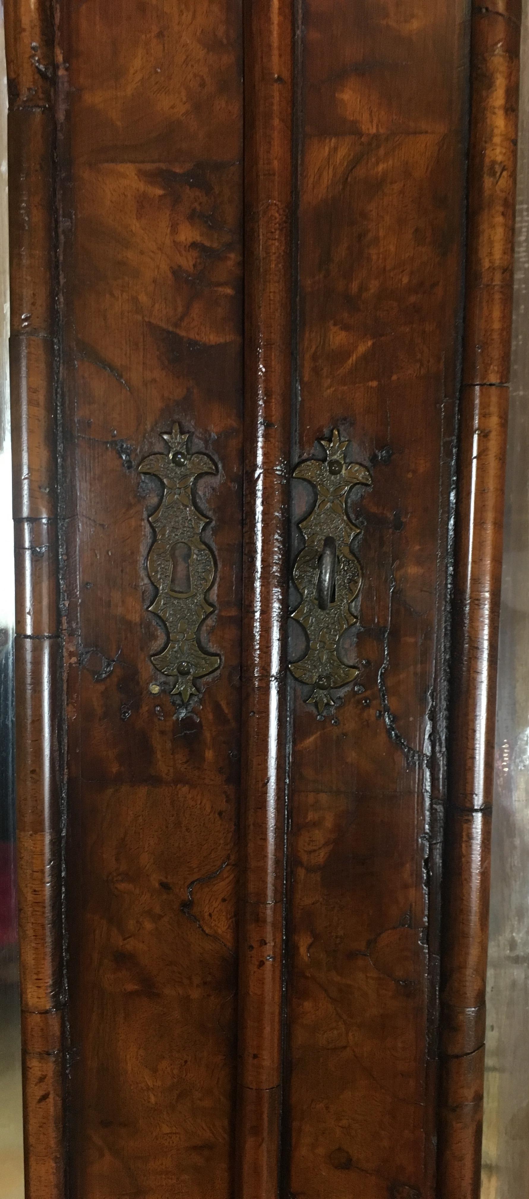 Fine English Queen Anne Walnut Bookcase with Secretary Desk For Sale 2