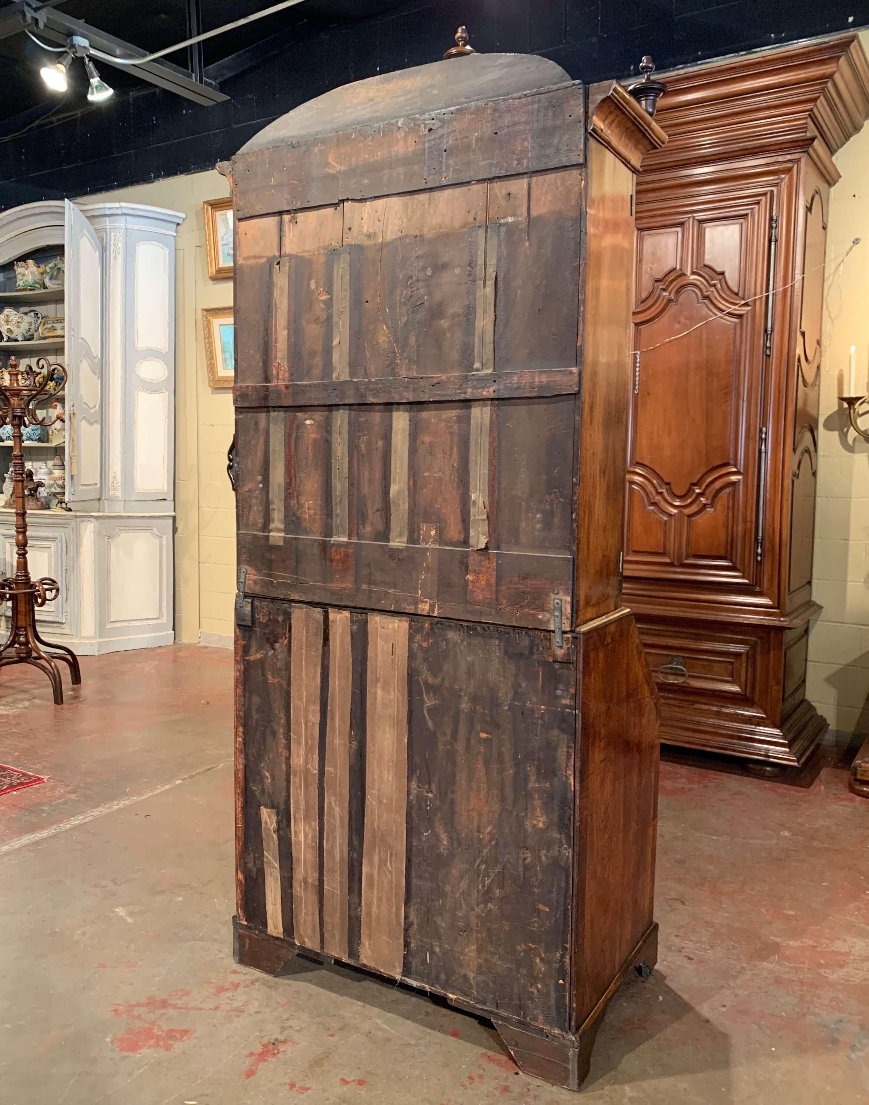 18th Century English Queen Anne Walnut and Burl Secretary with 7 Mirrored Doors 13