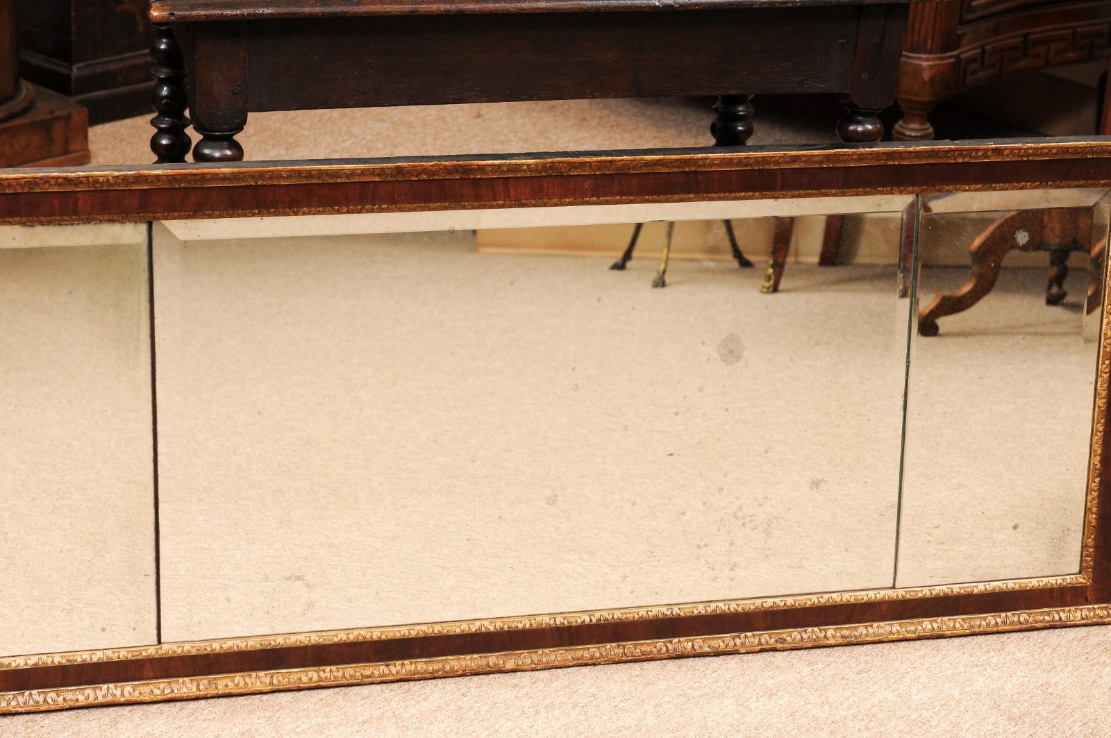 18th Century English Queen Anne Walnut & Parcel Gilt Overmantle Mirror For Sale 1
