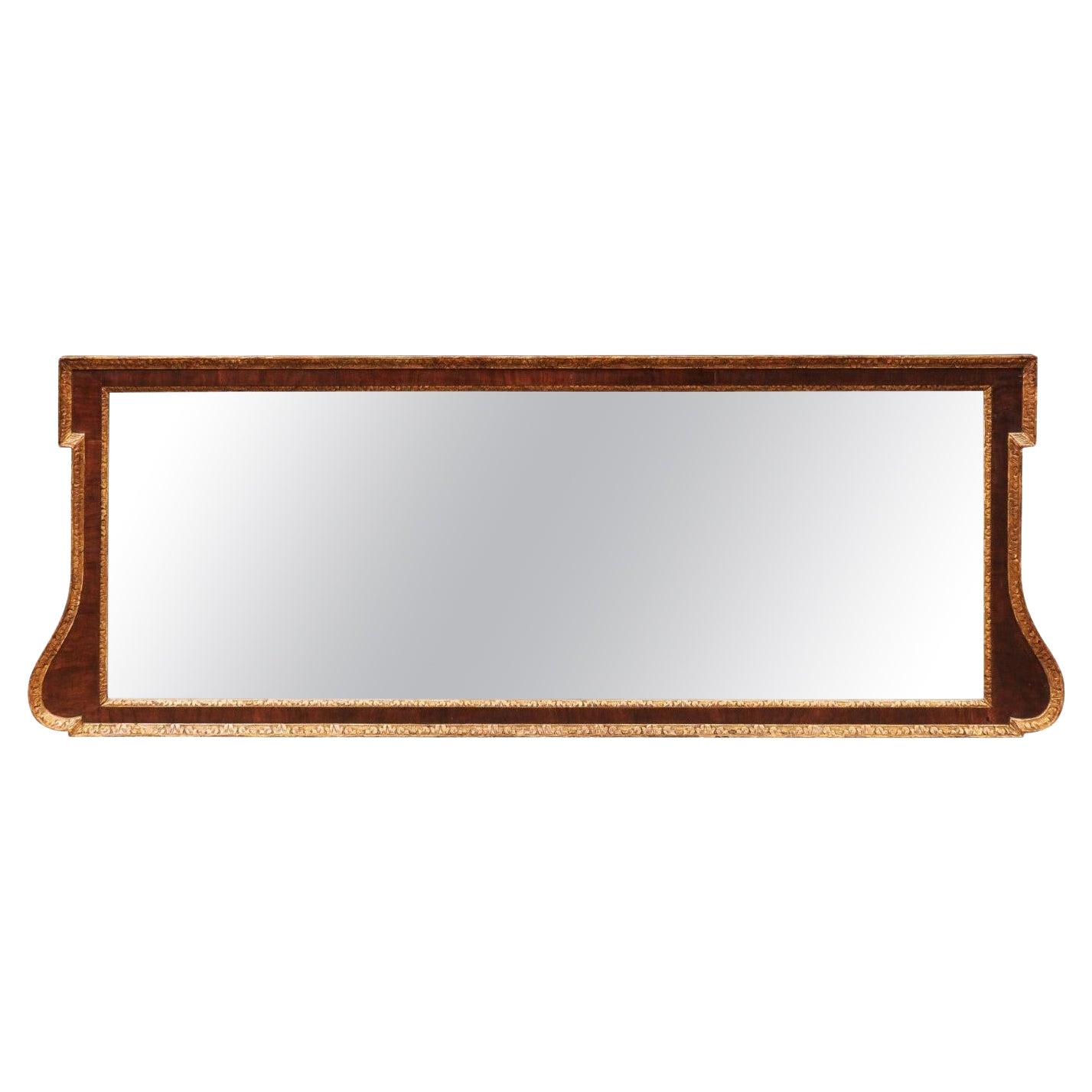 18th Century English Queen Anne Walnut & Parcel Gilt Overmantle Mirror