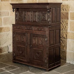 18th Century English Renaissance Two-Tiered Oak Cabinet