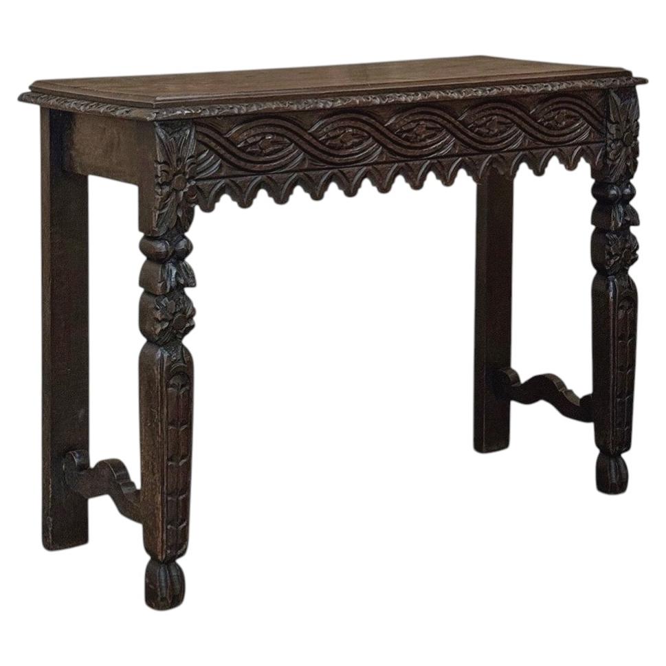 18th Century English Rustic Gothic Style Oak Console ~ Sofa Table