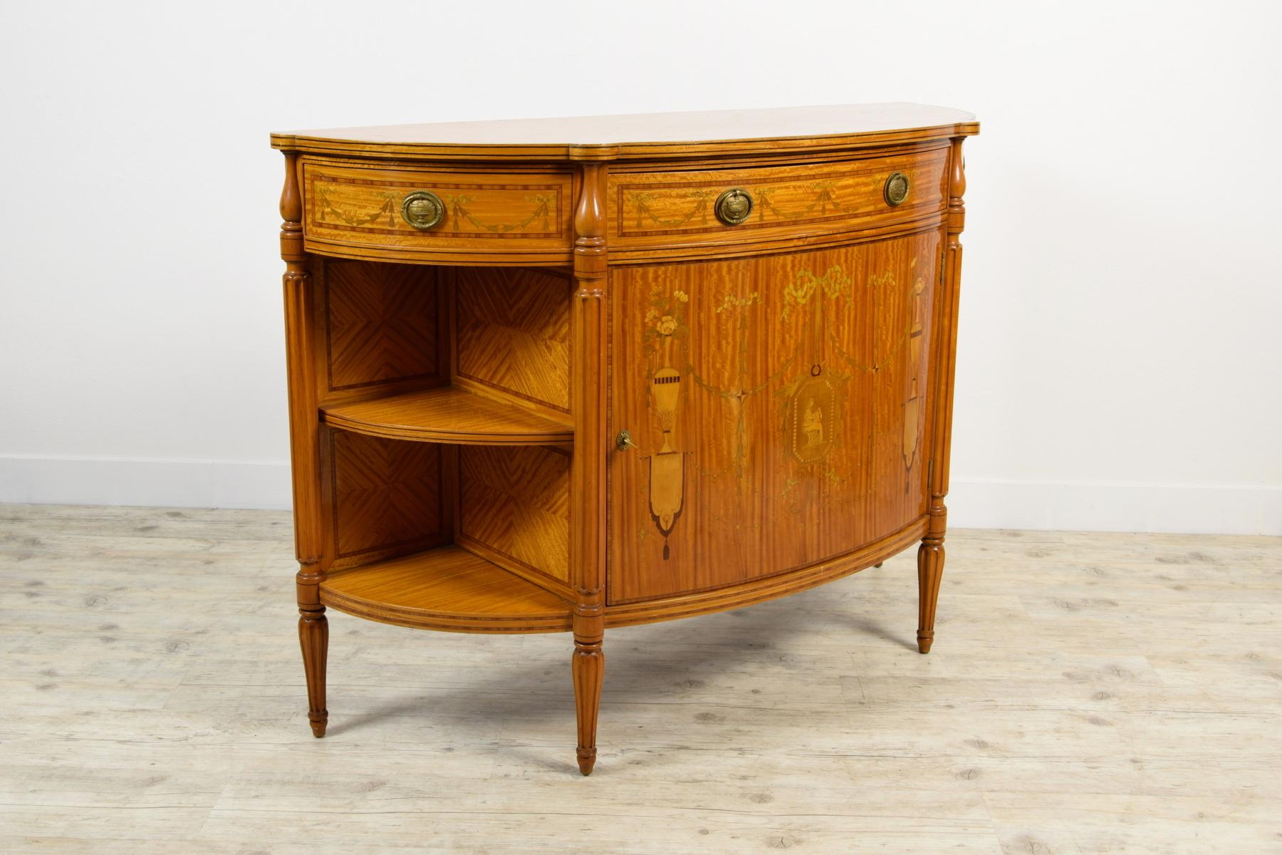 Sheraton 18th Century English Demilune Cabinet For Sale