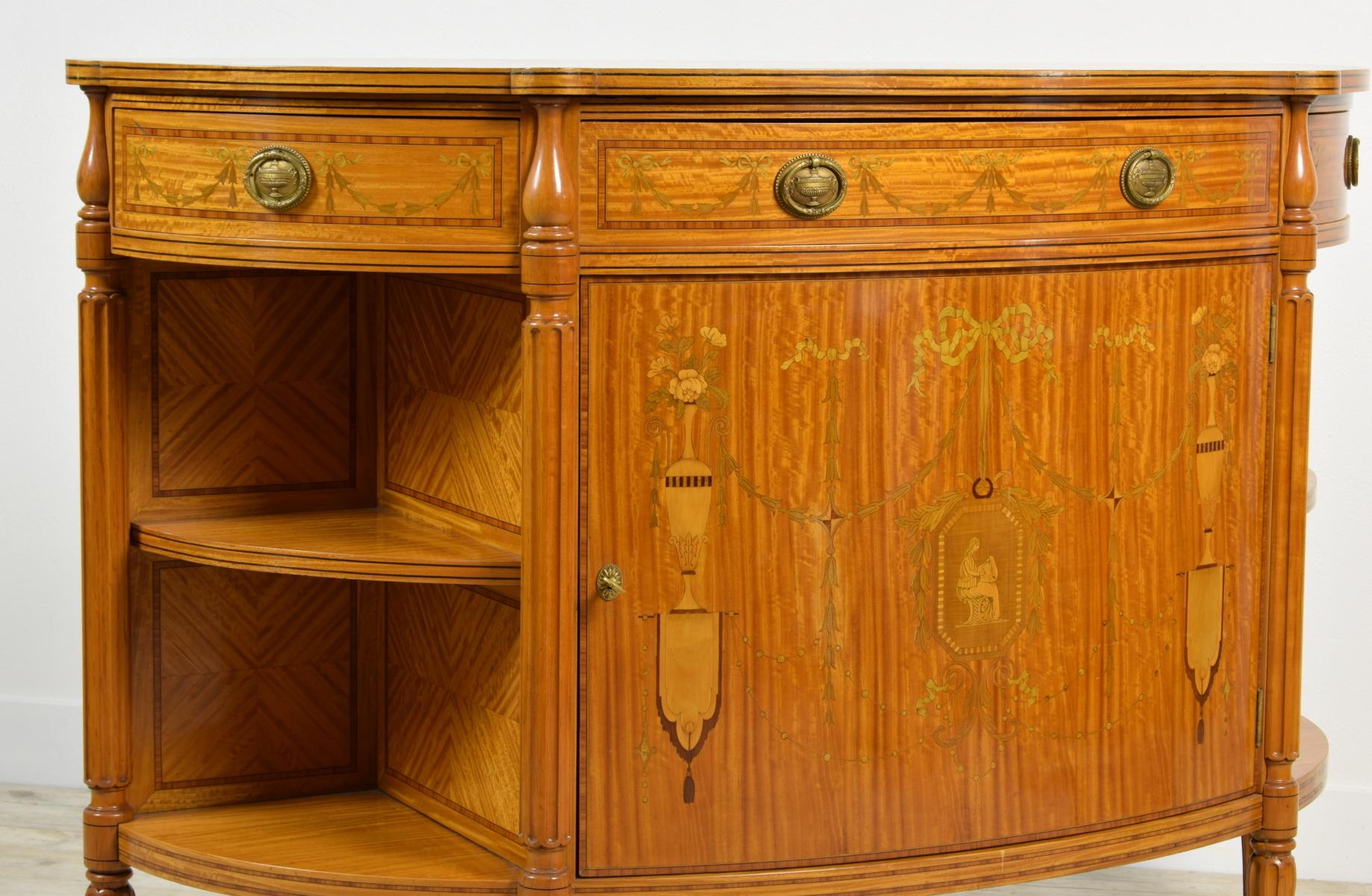 Hand-Carved 18th Century English Demilune Cabinet For Sale