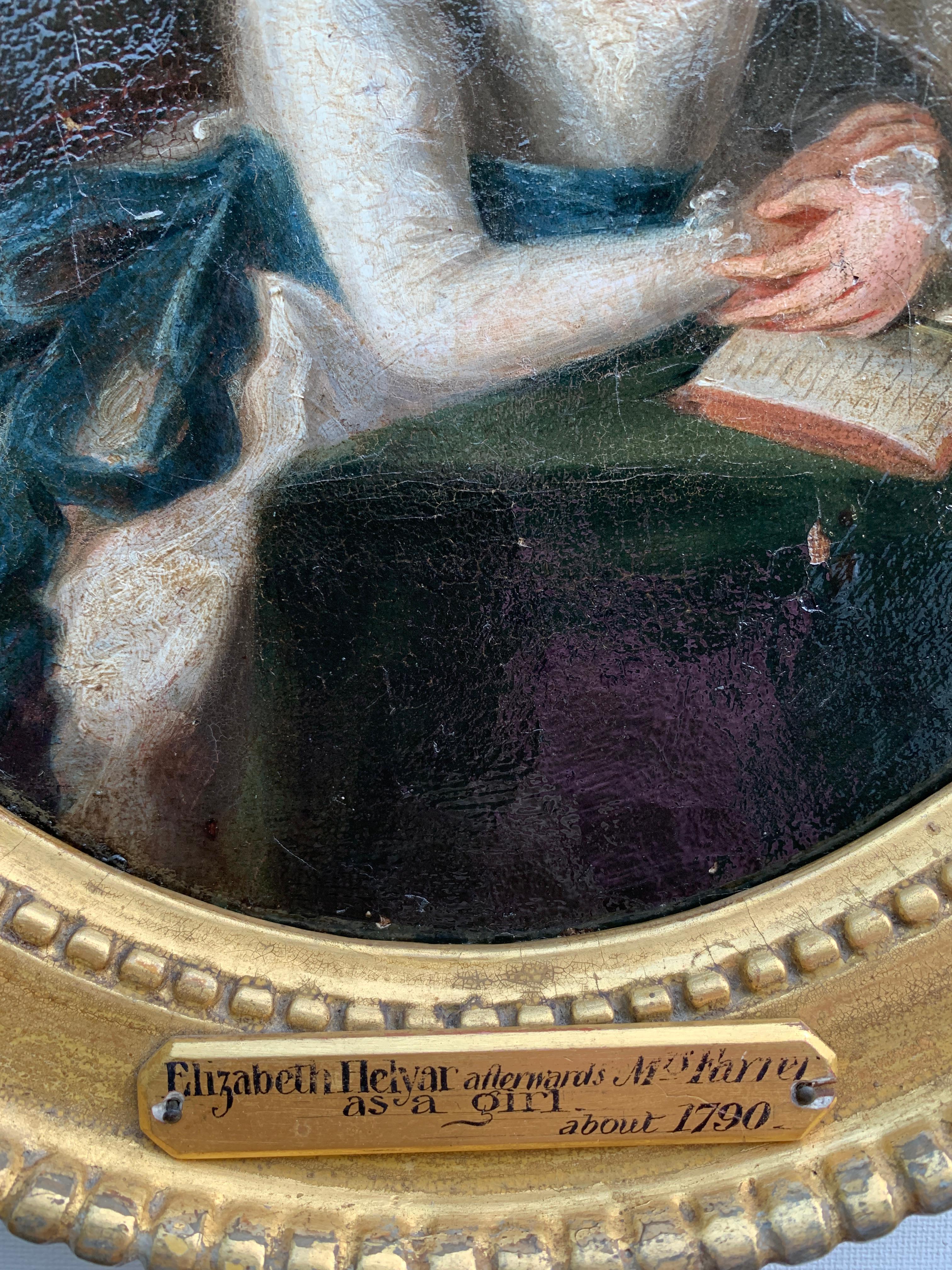 18th century English Antique portrait, a young girl with white dress, blue sash

Inscribed on the reverse and framed in its original frame. 

The style of this piece is typical of the late 18th-century English Georgian paintings that were so