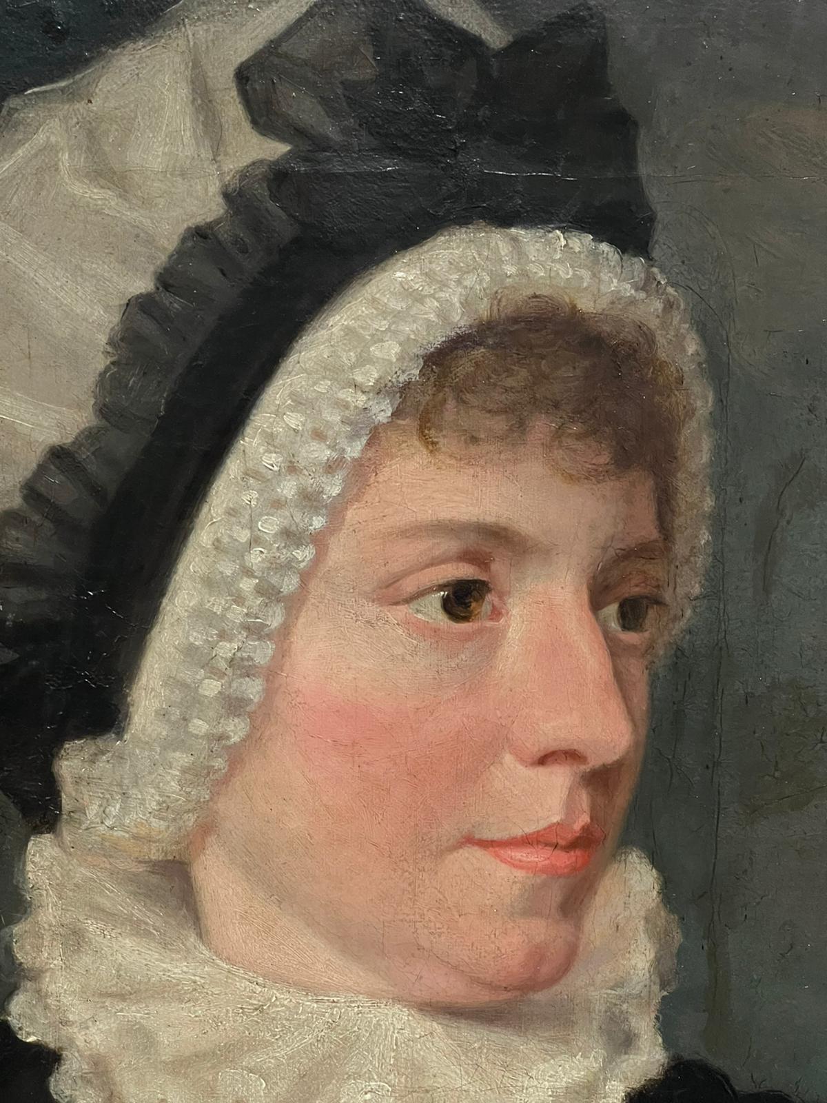Raffinato dipinto a olio georgiano della fine del XVIII secolo, ritratto di una signora di campagna 1