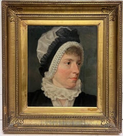 Fine Late 18th Century English Georgian Oil Painting Portrait of Country Lady