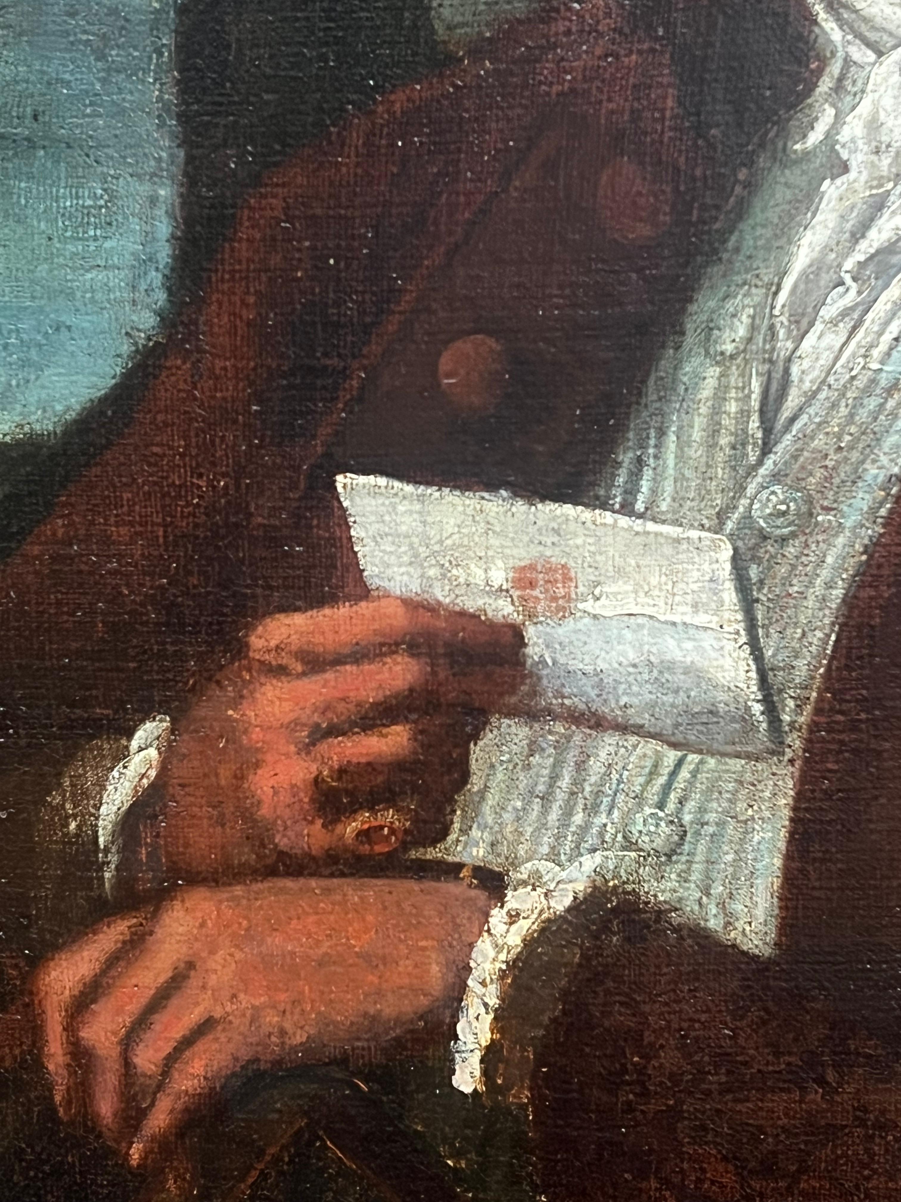Ritratto d'epoca del giovane capitano James Cook (1728-1779) Grande dipinto a olio del XVIII secolo - Figurative Painting Nero di 18th Century English School