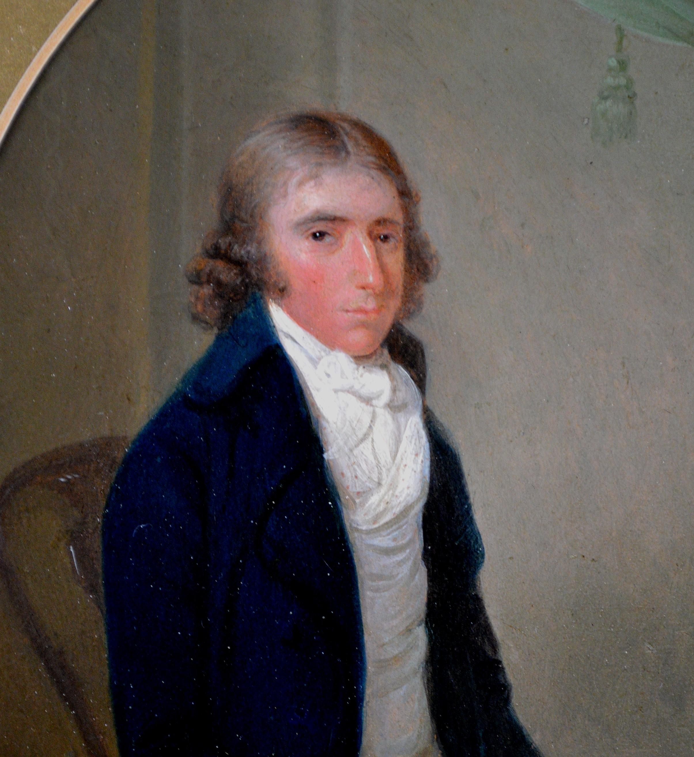 Retrato de un caballero y su perro - Pintura al óleo al viejo estilo inglés georgiano - Painting Antiguos maestros de 18th Century English School