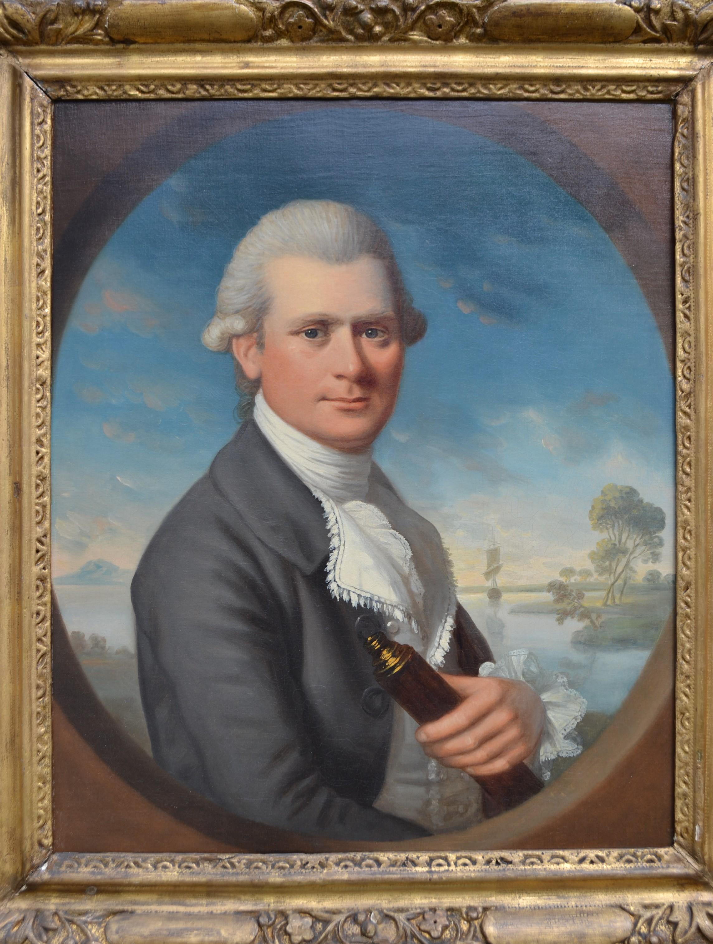 Ritratto di ufficiale di marina, English School 18° secolo - Painting di 18th Century English School