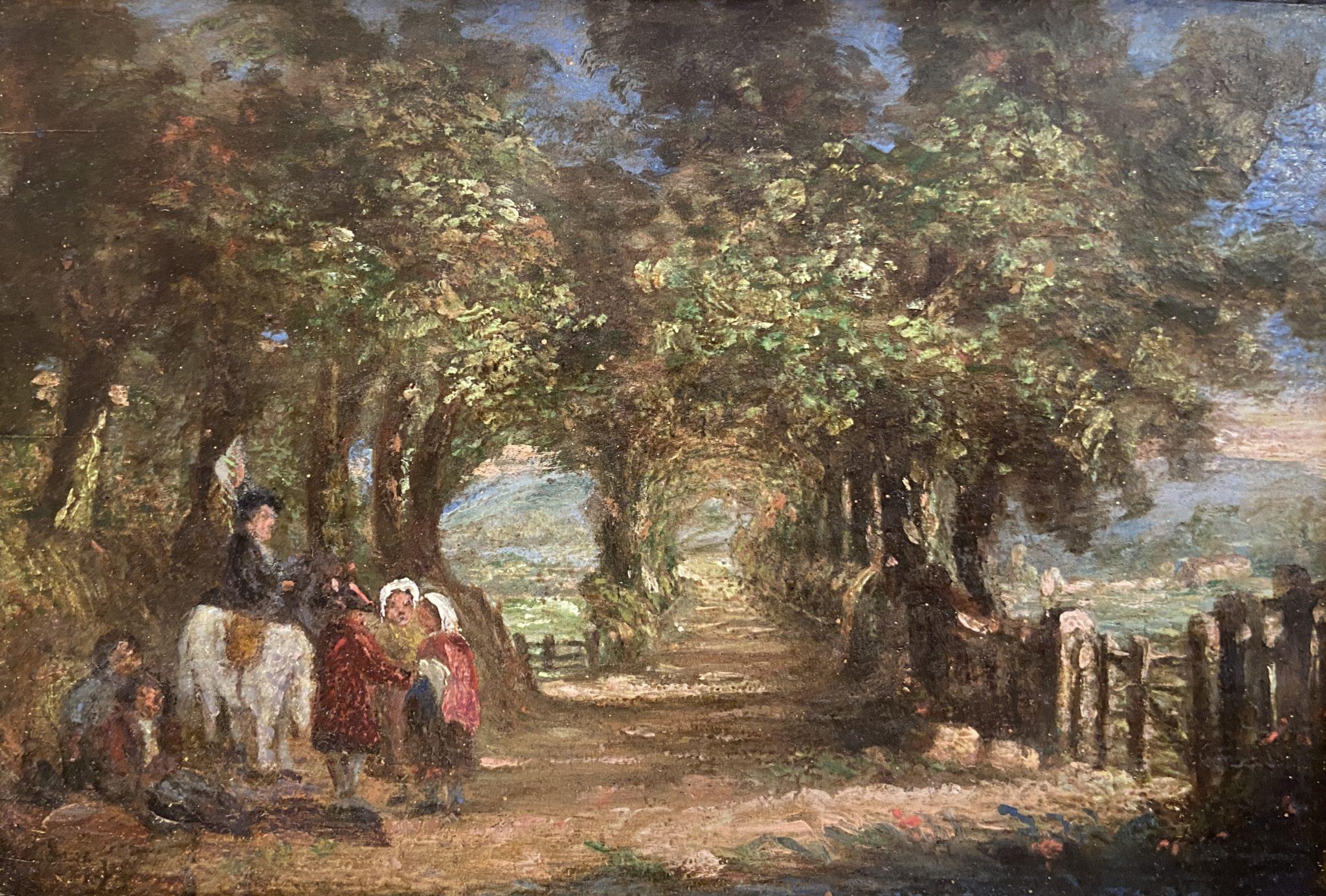 18th Century English School Landscape Painting – The Journey, Englische Öllandschaft des späten 18. Jahrhunderts